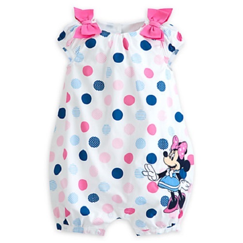DISNEY STORE CUTE MINNIE MOUSE WOVEN POLKA DOT ROMPER NWT BOWS AT SHOULDERS