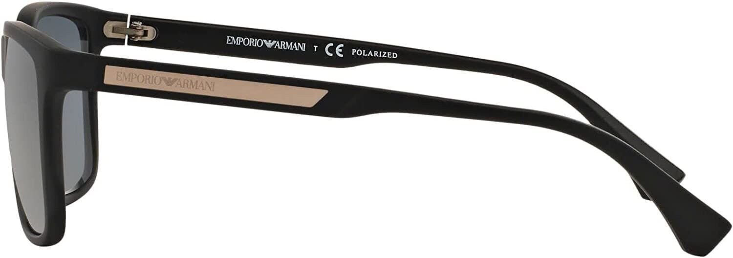 Emporio Armani EA4047 5063/81 Black Rubber Grey Polarized Sunglasses