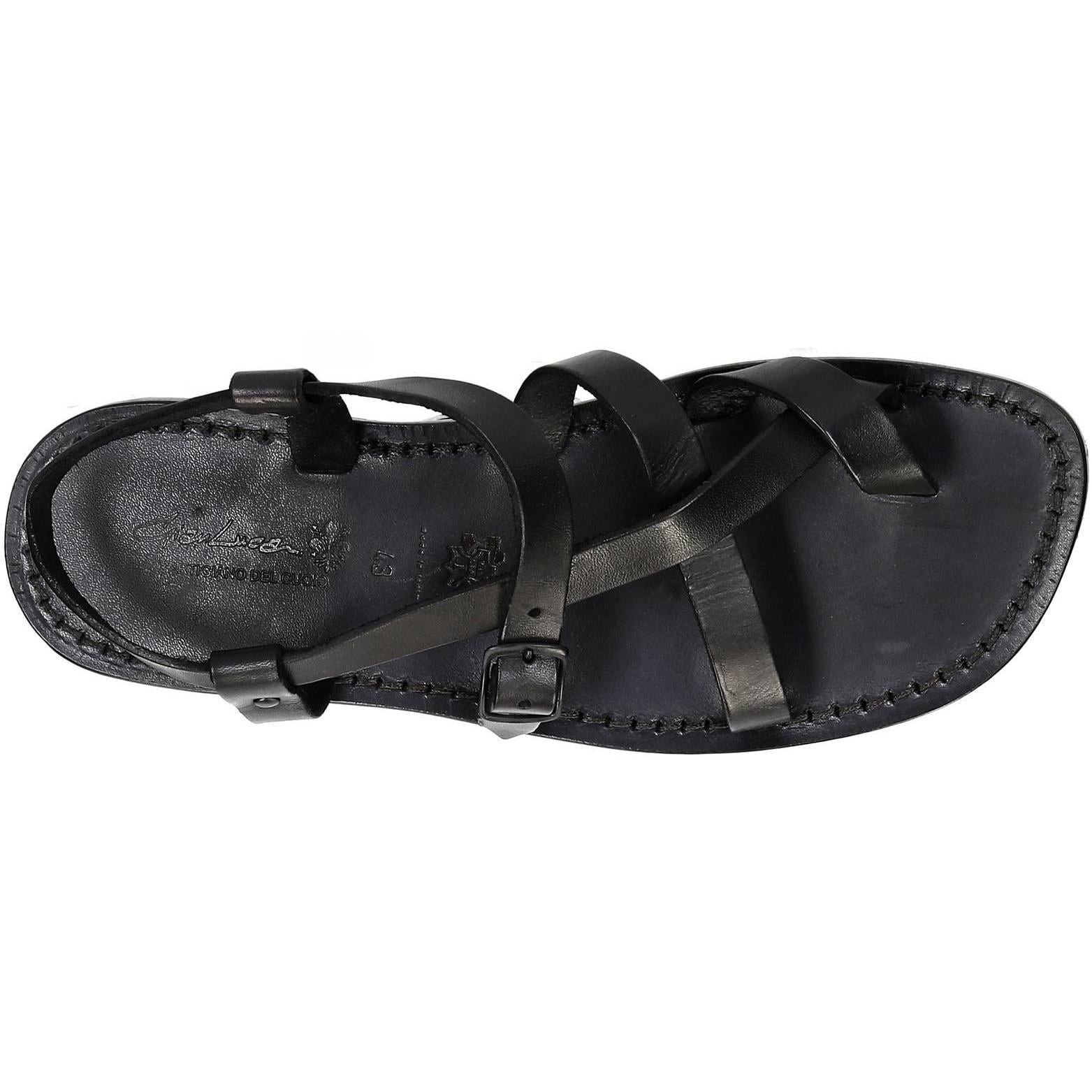 Gladiator sandals for men in black genuine calf leather Handmade in Italy