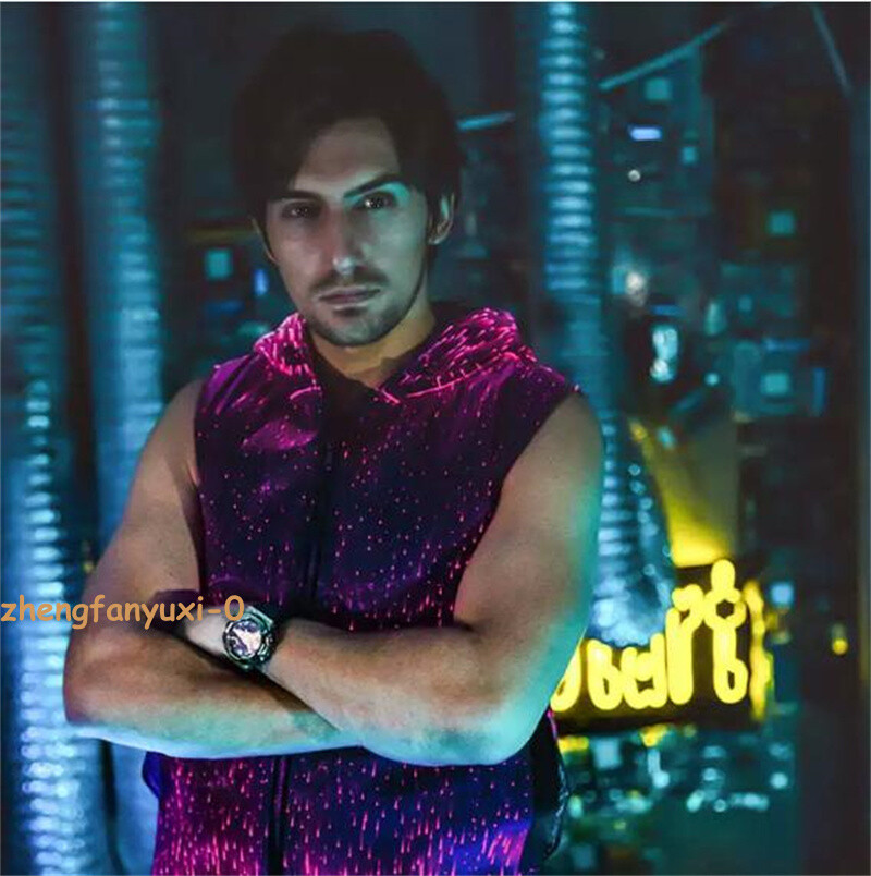 Men Luminous Optic Fiber Vest Party LED Hoodies Show RGB Lights Costume Clothing