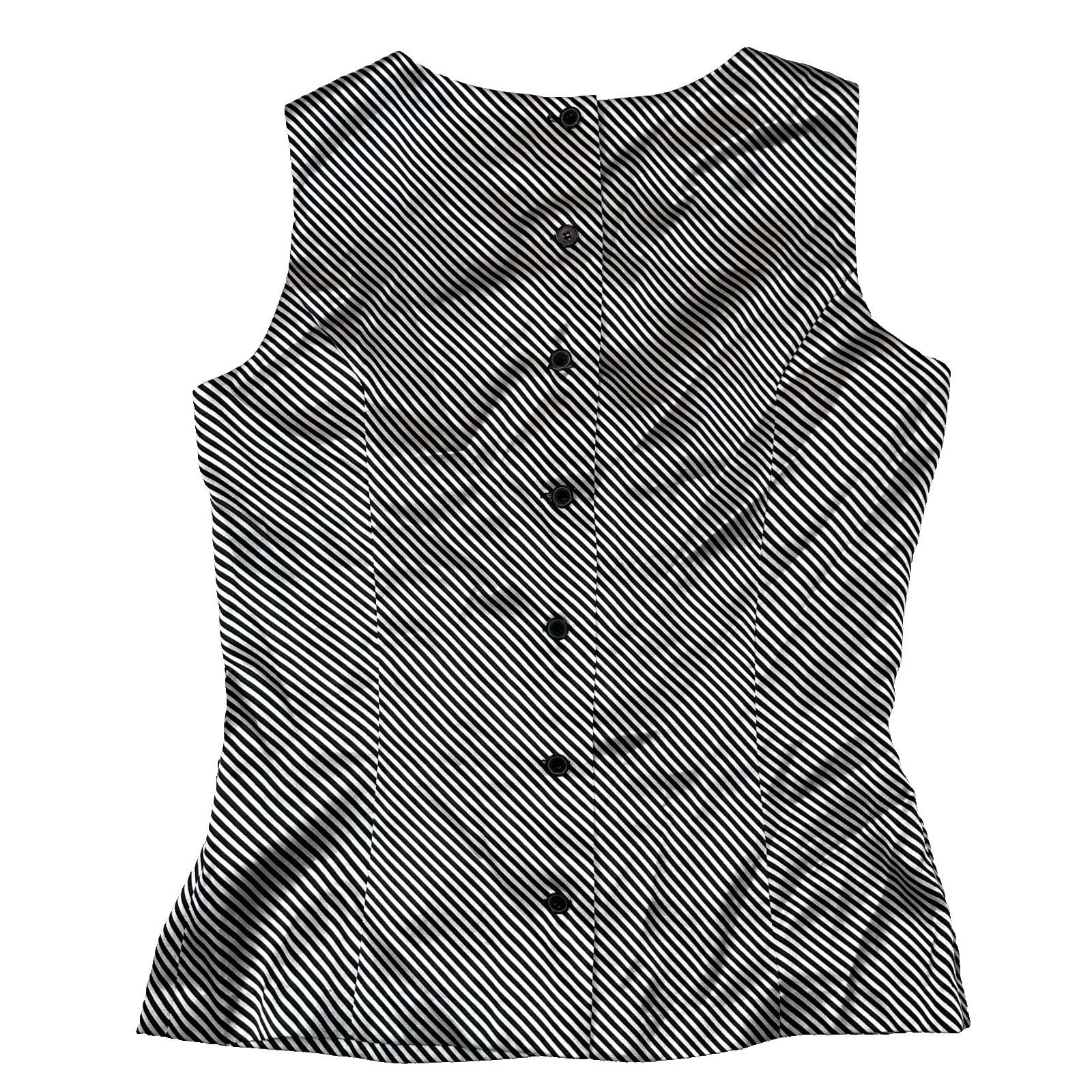Addenda Shirt Striped Buttoned Back Sleeveless Blouse V Neck Womens sz XS 85