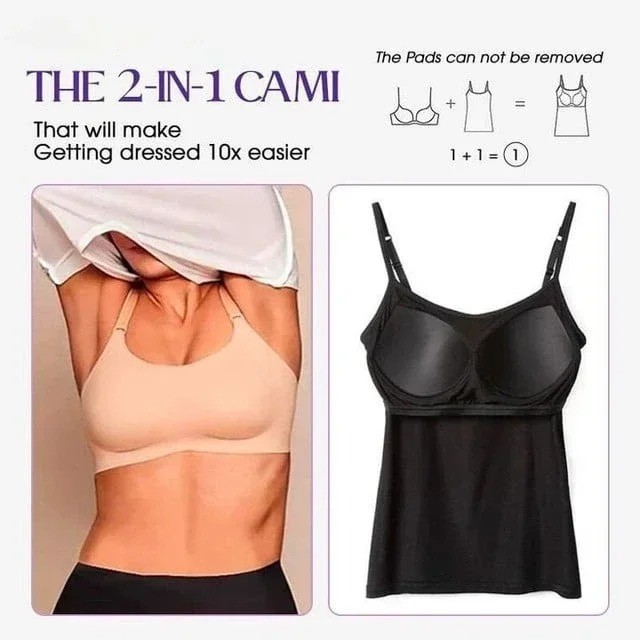 Share Women’s Camisole with Built in Shelf Bra Spaghetti Strap-Vest Padded Tank