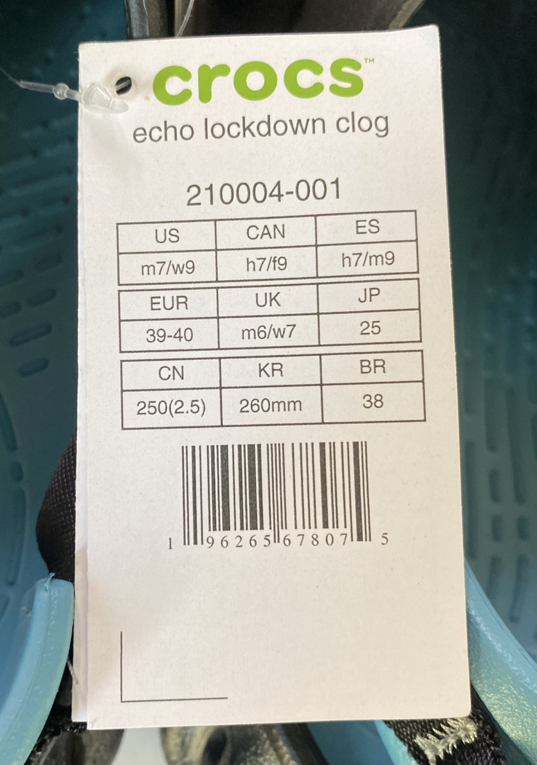 CROCS Limited Edition Echo Lockdown Mens Bungee Cord Black Blue Clogs