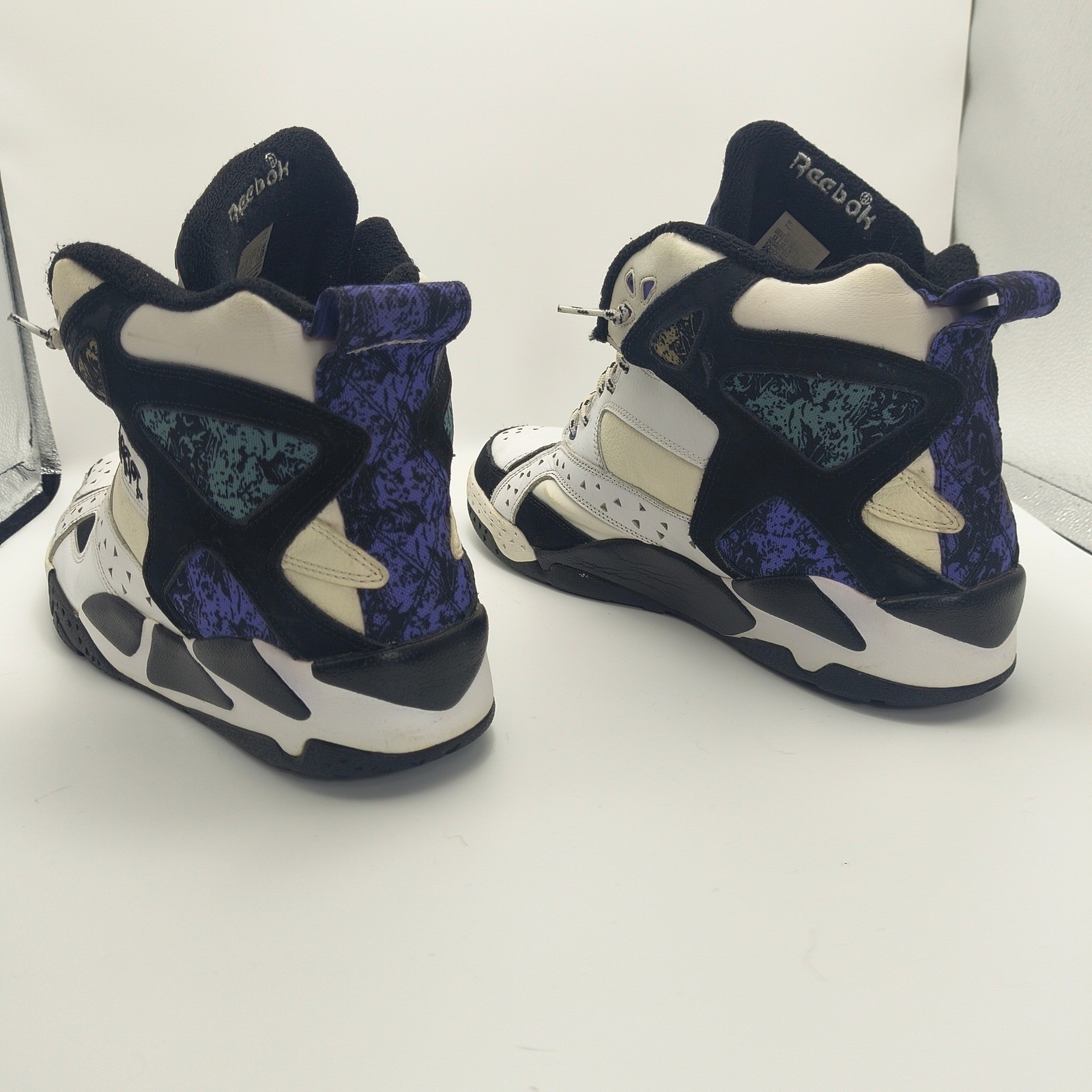Reebok Pump Blacktop Battleground White Black Purple Mens Size 13 High Top
