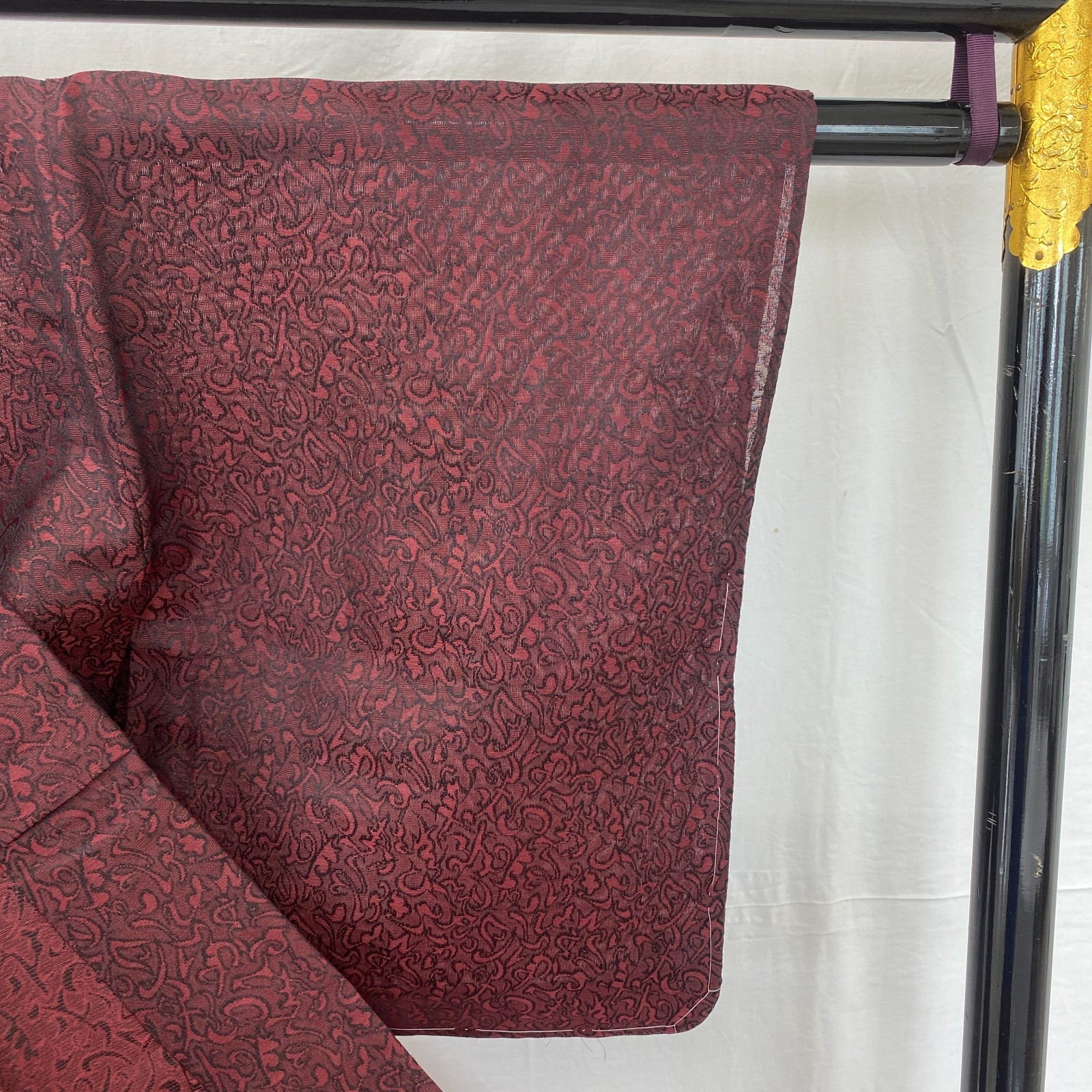 Japanese Vintage Kimono Silk Red No Lining Seethrough Traditional Length 58 in