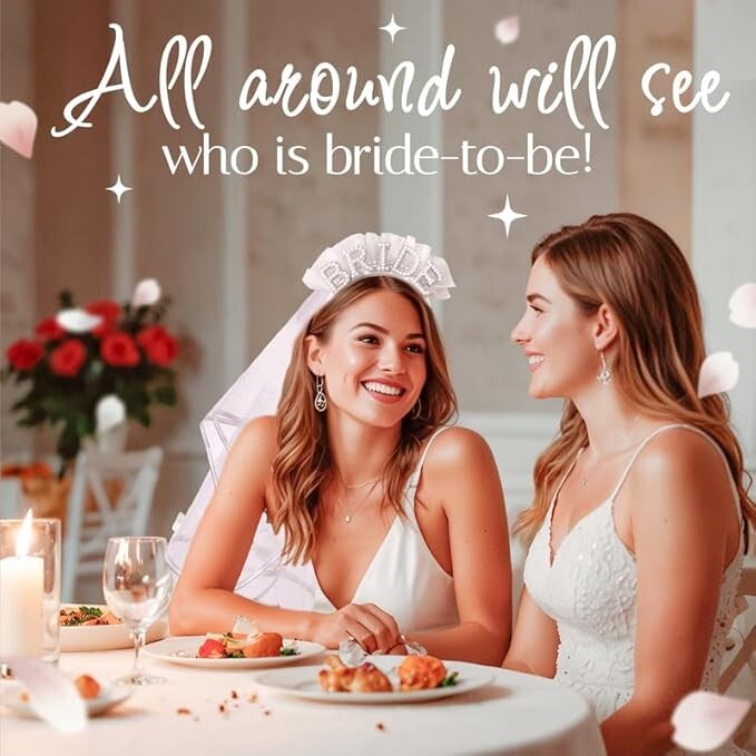 2 PCS ELEGANT BRIDE HEADBAND SET WITH VEIL – STYLISH BRIDE CROWN WITH PEARLS