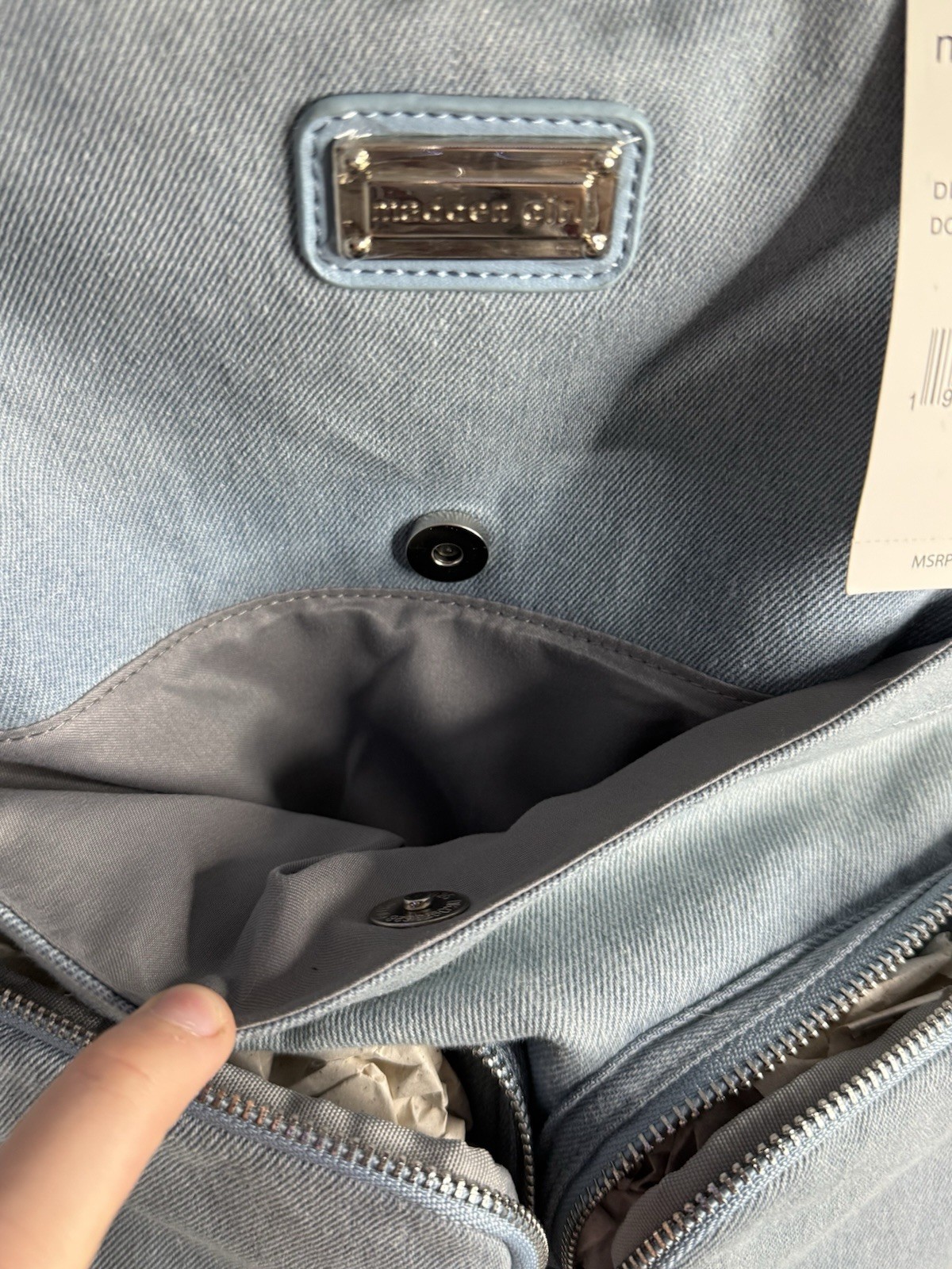 Madden Girl Blue Dome Backpack Zip, Magnetic Closure, Outer Pockets, Strap
