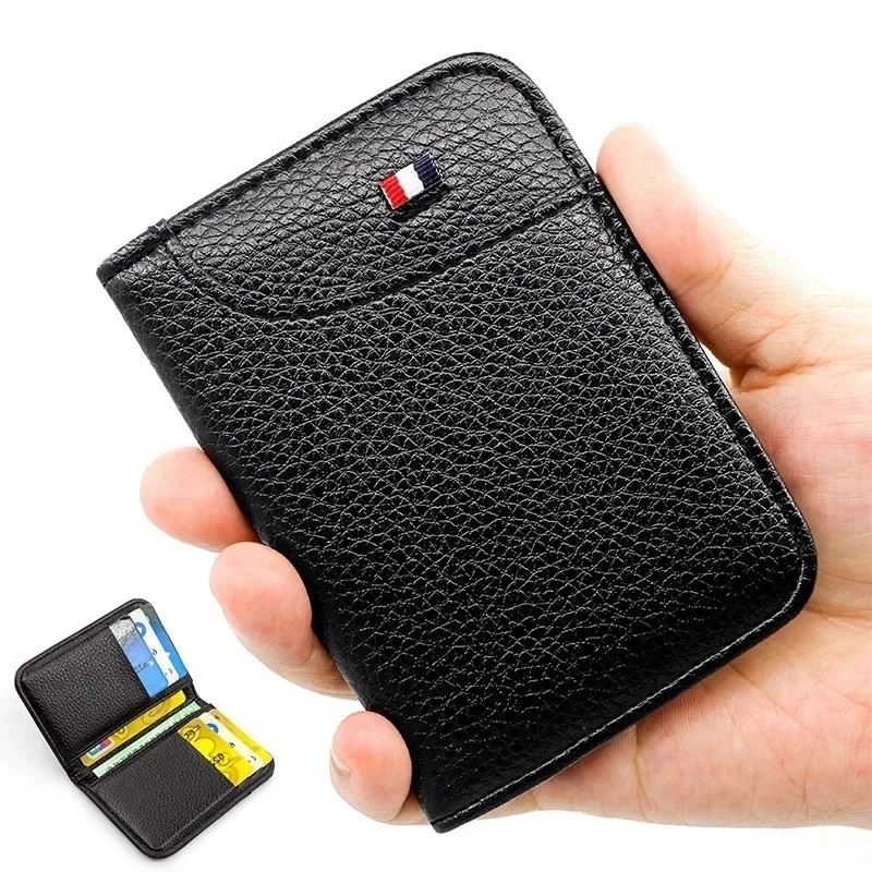 Slim PU Leather Card Wallet Men Mini Credit Card Holder Small Purse