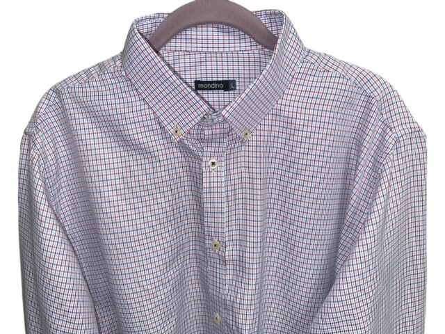 Mondino Large Shirt Dashing Red Blue Purple Plaid Check Lightweight Long Sleeves