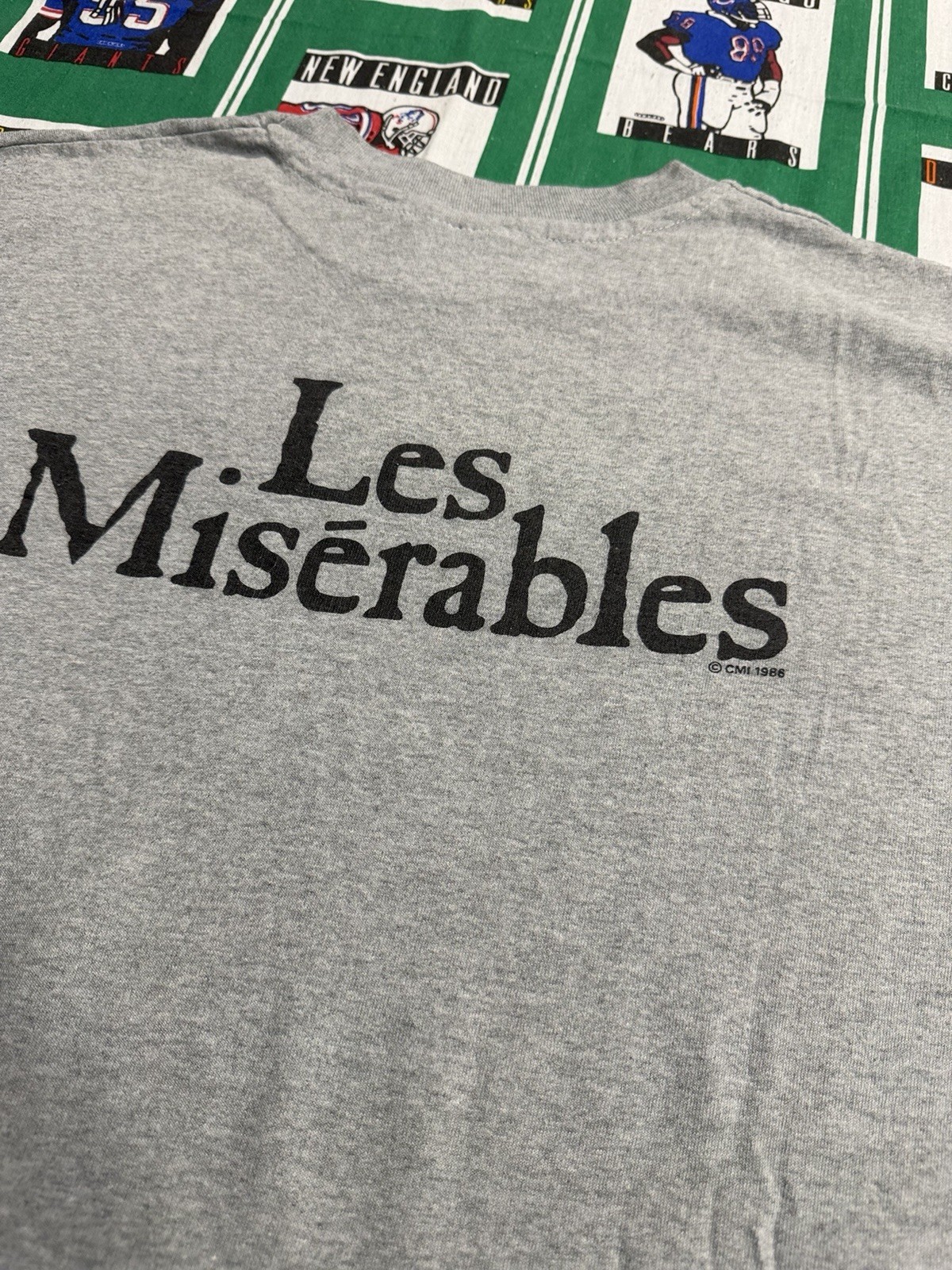 Vtg 80s Hanes Poly-Cotton Double-Sided Les Misérables Cosette Gray XL Tee