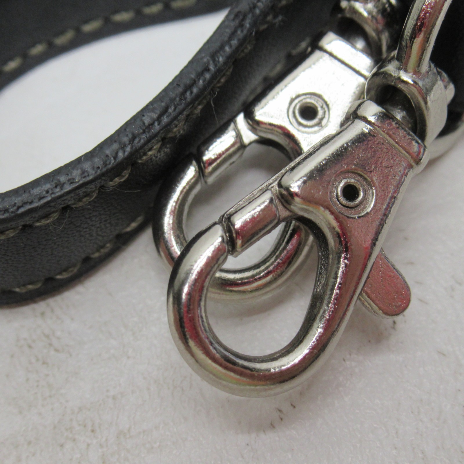 Shoulder Handbag Replacement Strap Black Leather Silver Tone Lobster Clips 43in