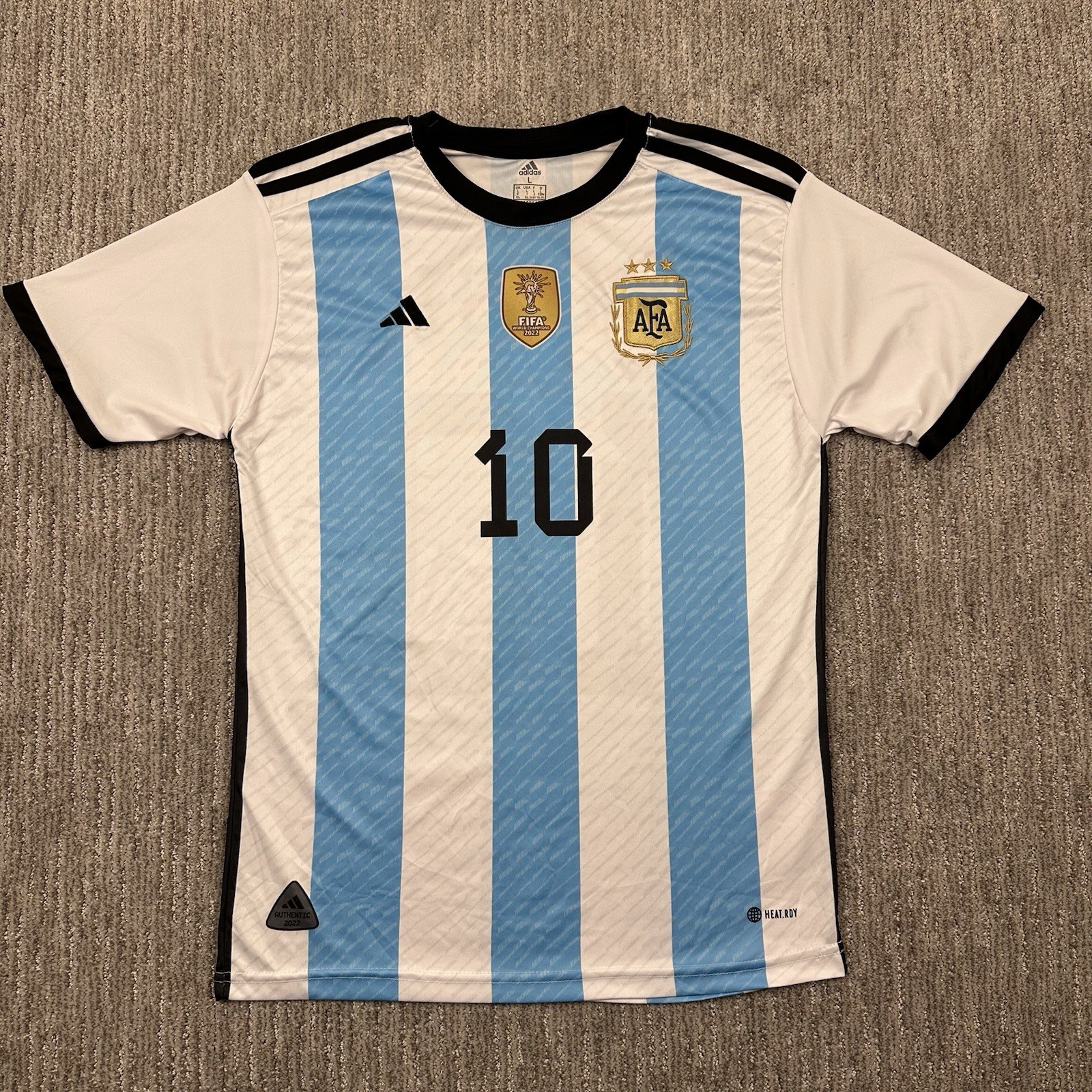 Adidas Argentina Messi #10 Soccer Jersey Mens S Home Blue White 2022 Football
