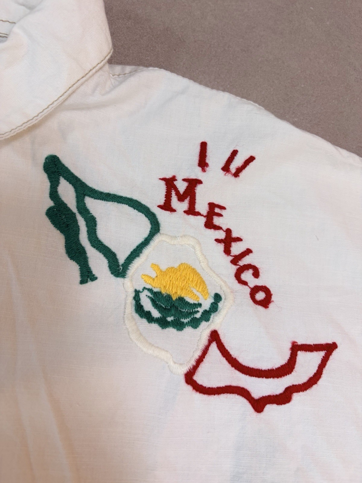 Amina Mexico Embroidered Short Sleeve Shirt White Ethnic Folk Cotton Japan
