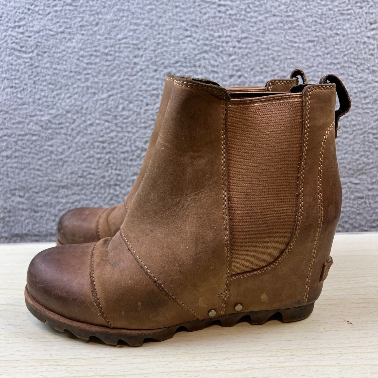 Sorel NL2334-286 Wedge II Elk Brown Leather Bootie Ankle Women’s US 7 Ladies
