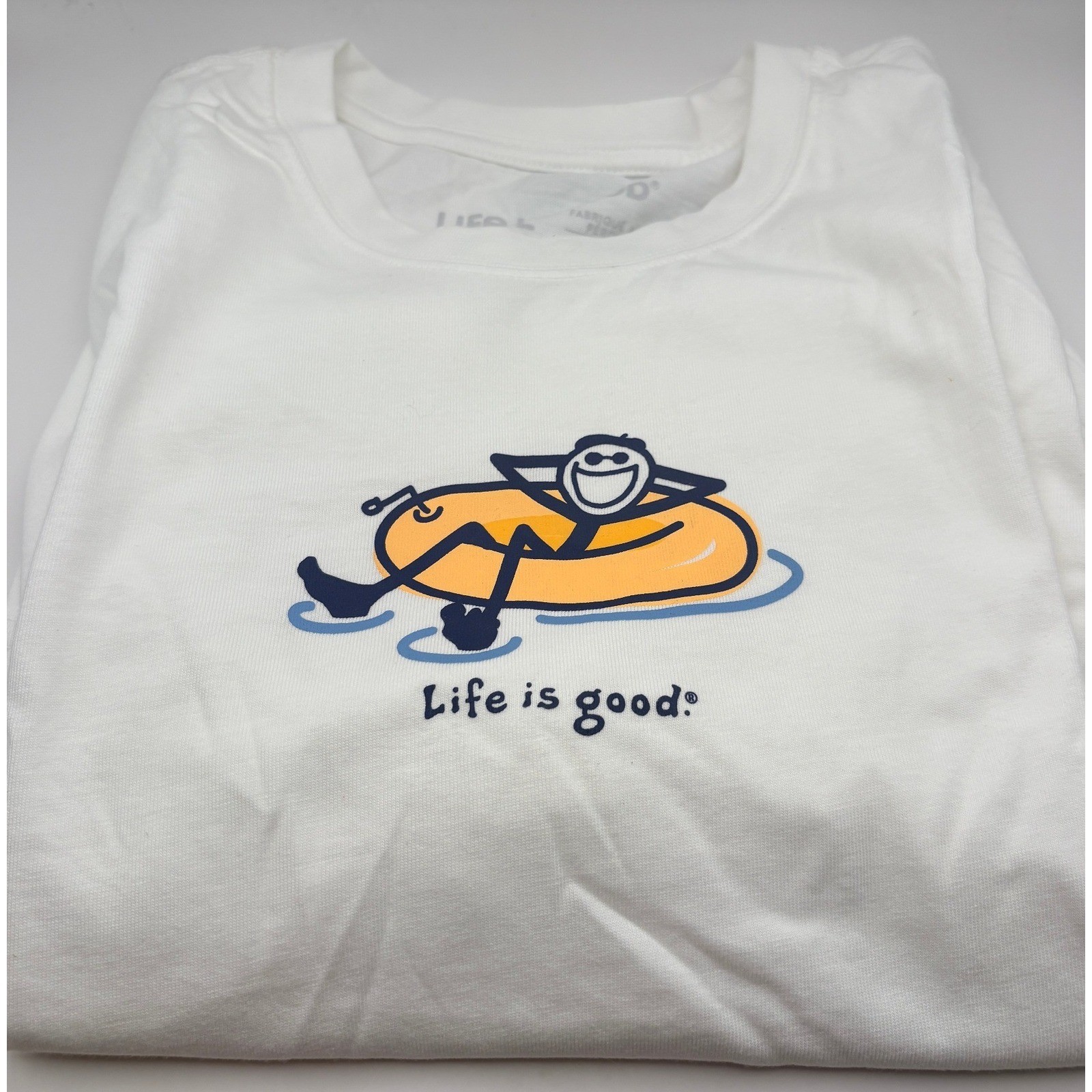 Life is Good Mens Crusher Tee White Inner Tube Jake Graphic T-Shirt Large NWT