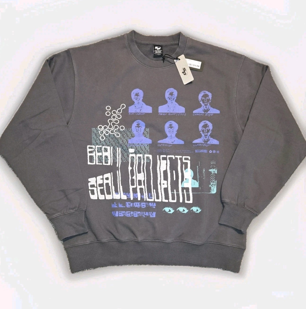 Seoul Projects Neoist Crewneck Sweater Mens Size Large Gray NWT Streetwear Terry
