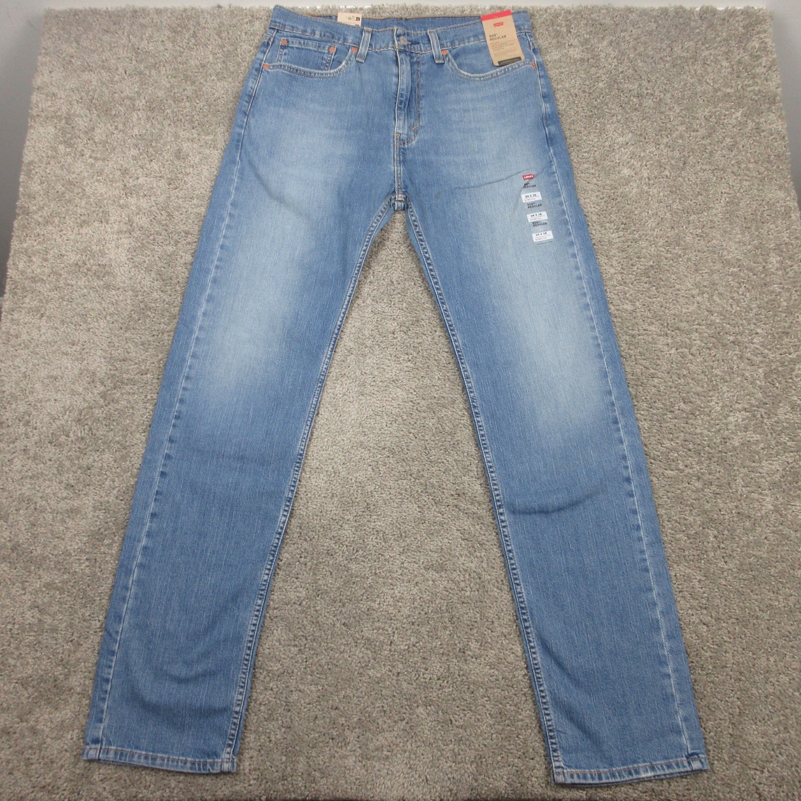 Levis Jeans Mens 34×36 Blue 505 Regular Straight Faded Eco Ease Denim Pants