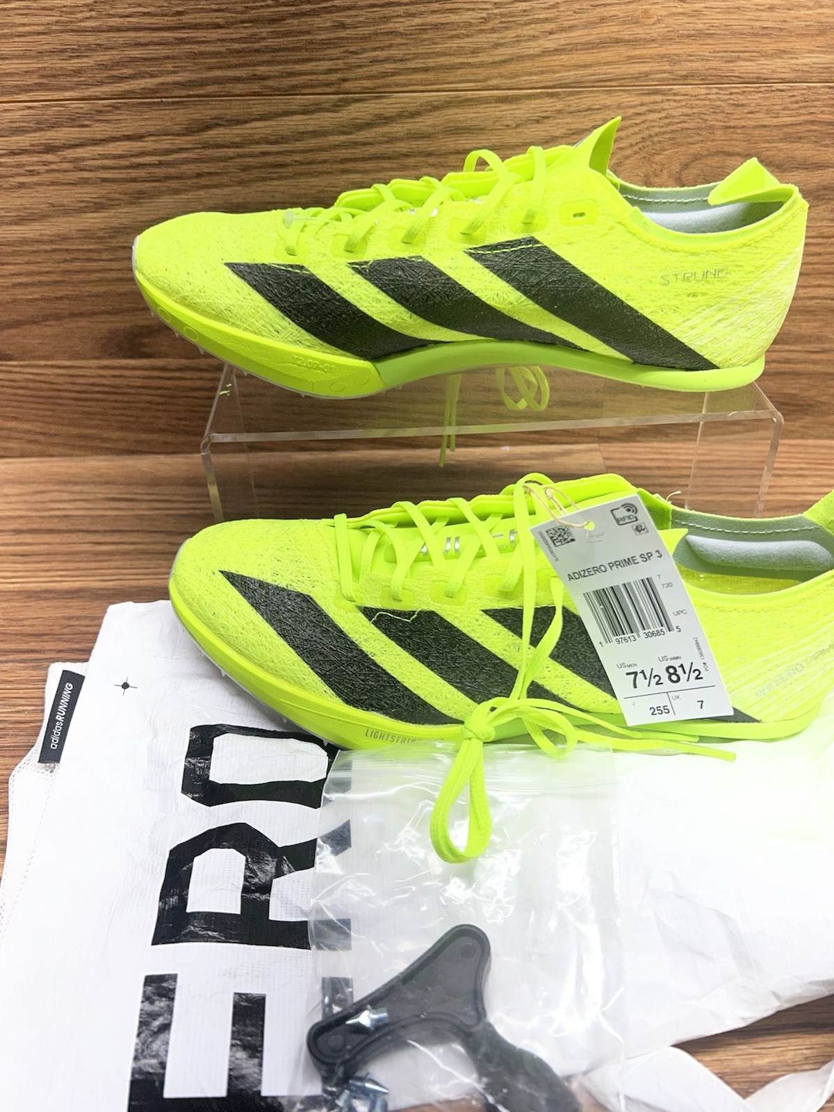 adidas Adizero Prime SP 3 Track Spikes Lucid Yellow Black Men’s Size 7.5 IH5800