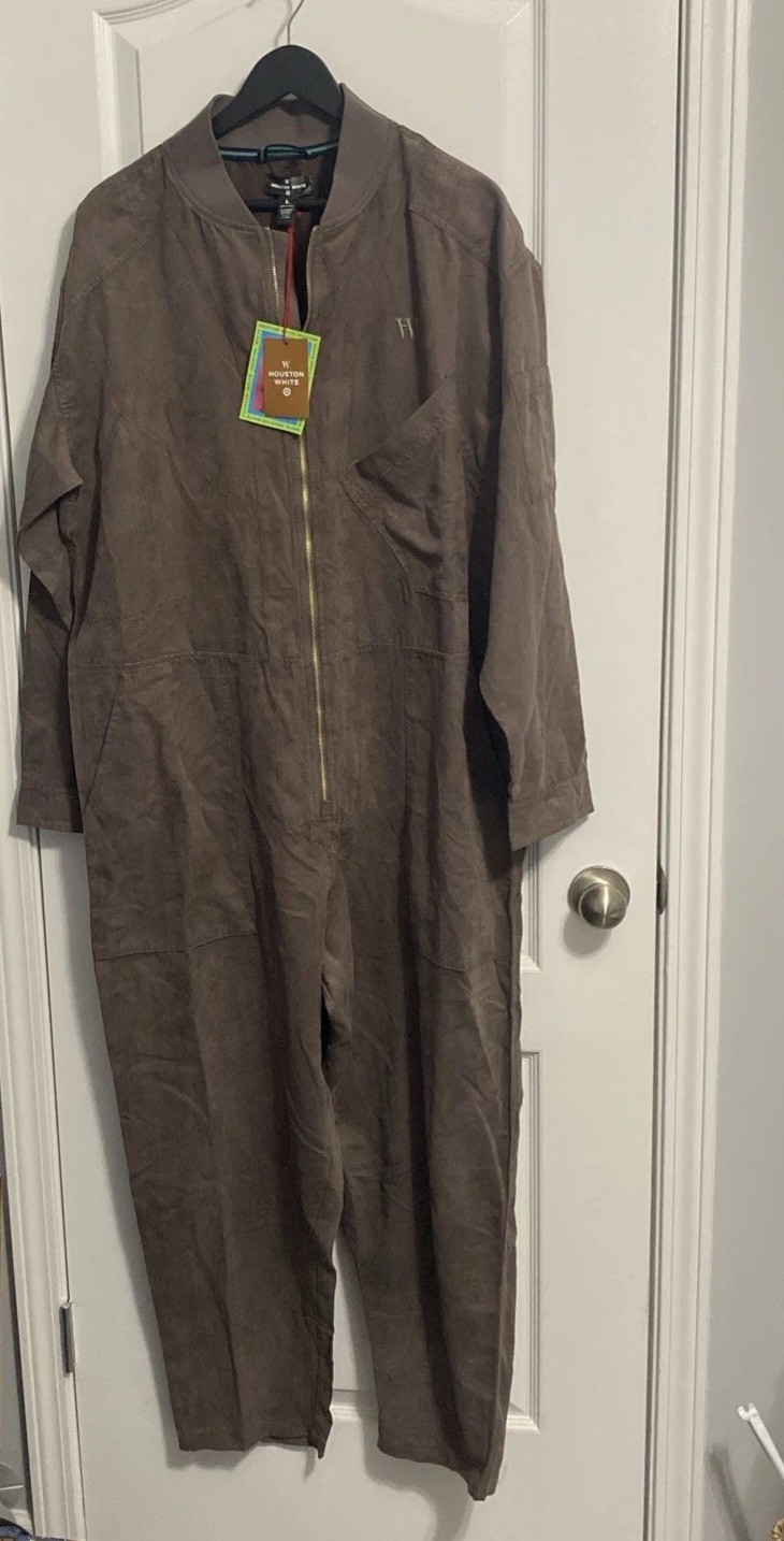 Houston White x Target Brown Faux Suede Flight Jumpsuit Size L