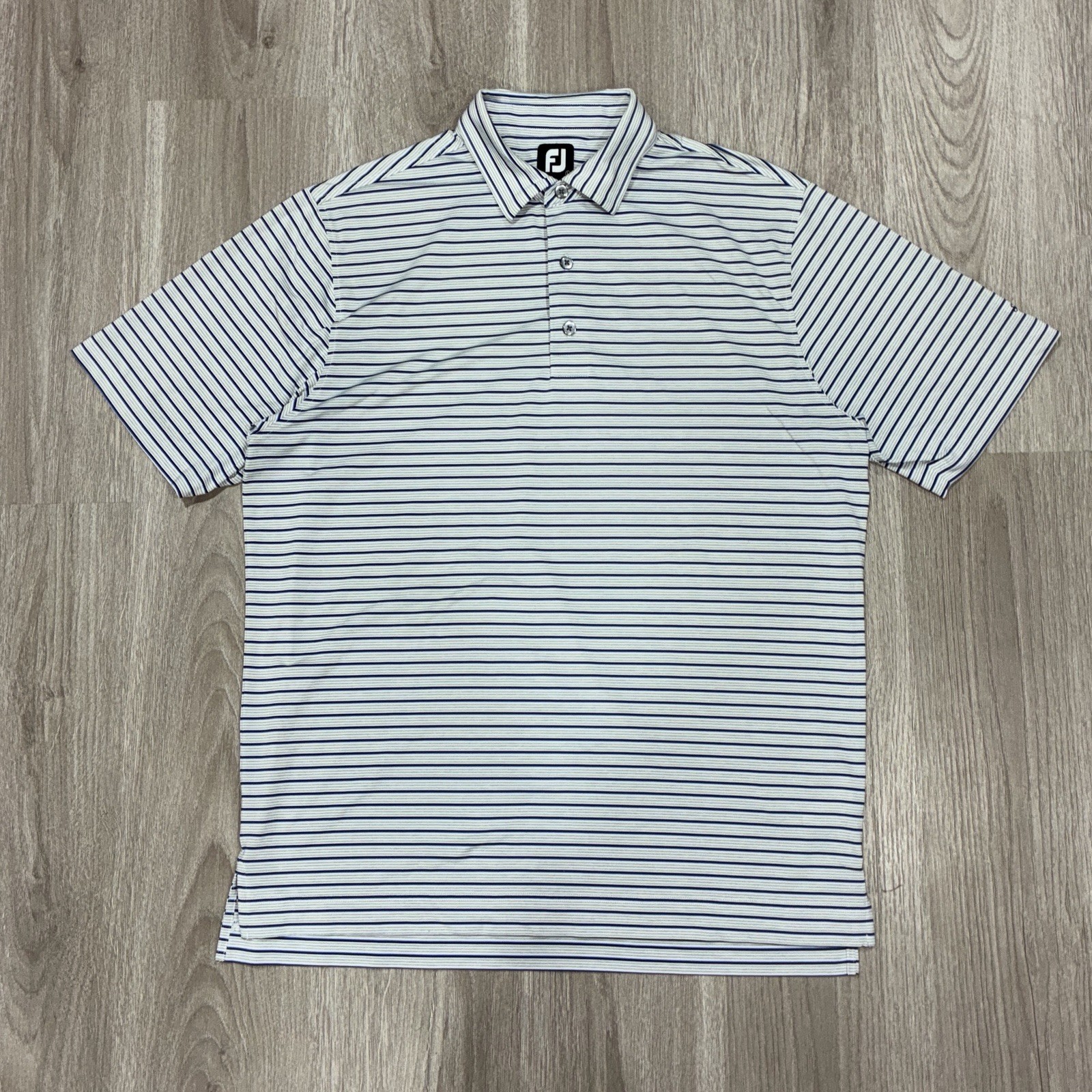 FootJoy TPC River Highlands GolfPolo Shirt Mens L Blue Striped Large