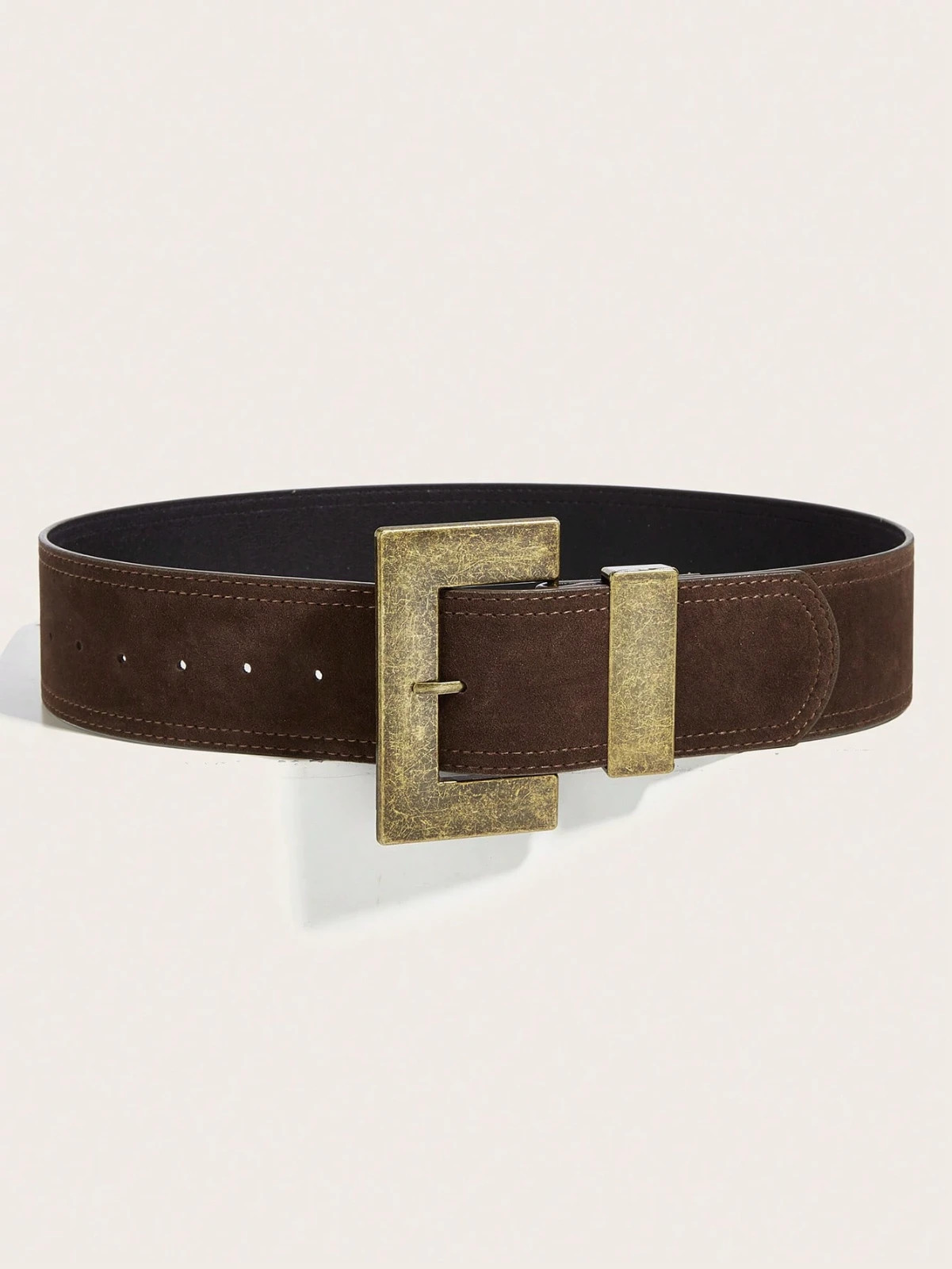 WOMEN WIDE RETRO BROWN SUEDE LEATHER BELT Size LARGE belt length is 46 in NEW