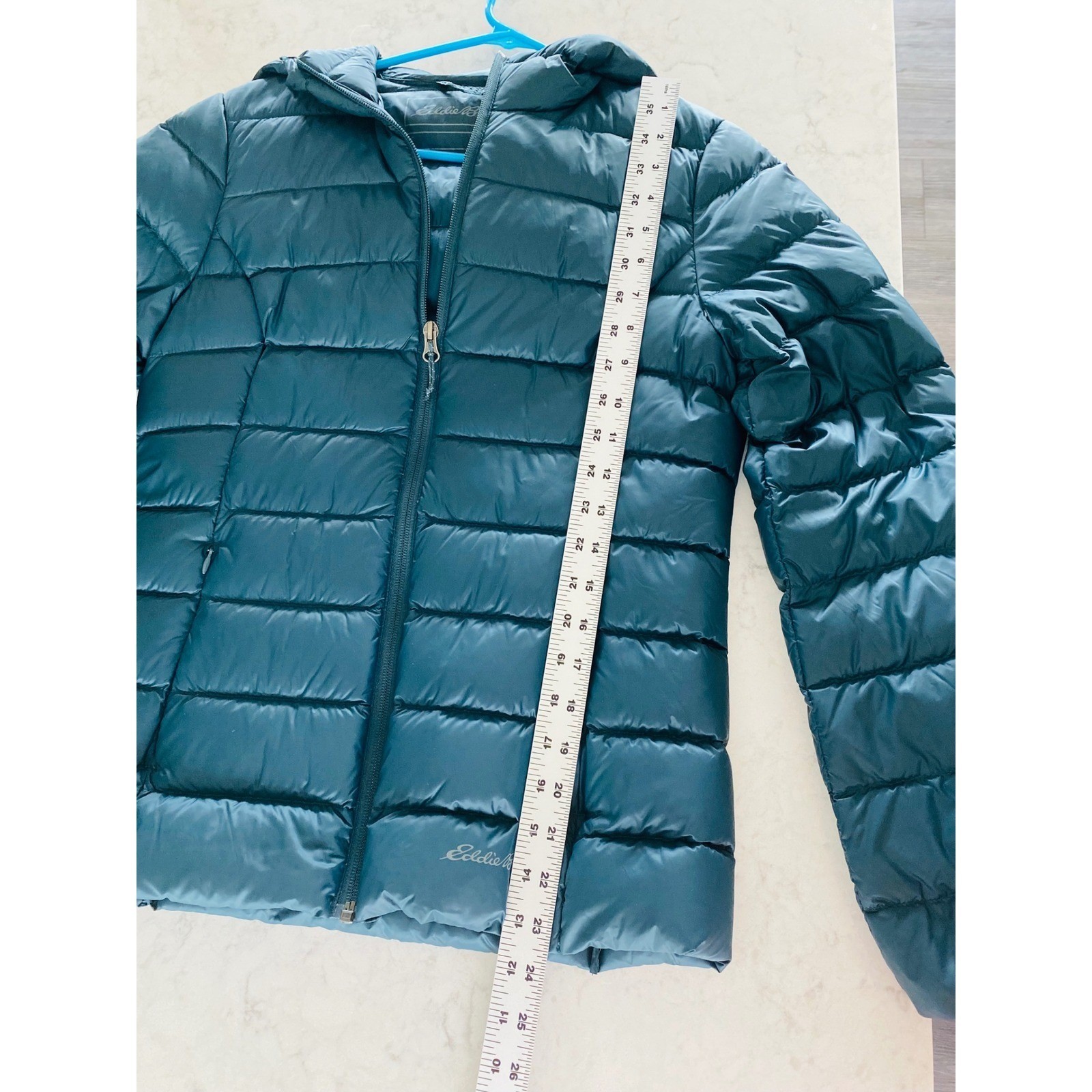 Eddie Bauer Womens CirrusLite Hooded Down Jacket Teal Blue 650 Fill XS Puffer
