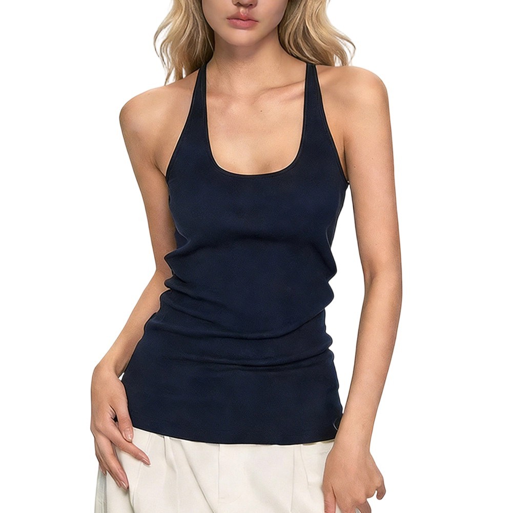 Women’s Comfort-Focused Sleeveless Vest with U Neck and Stretch Paneling