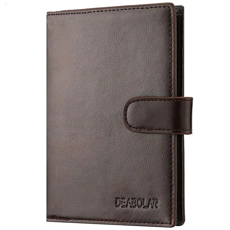 High Capacity Men’s Passport Leather Wallet Multiple Card Slots and A Clear ID W