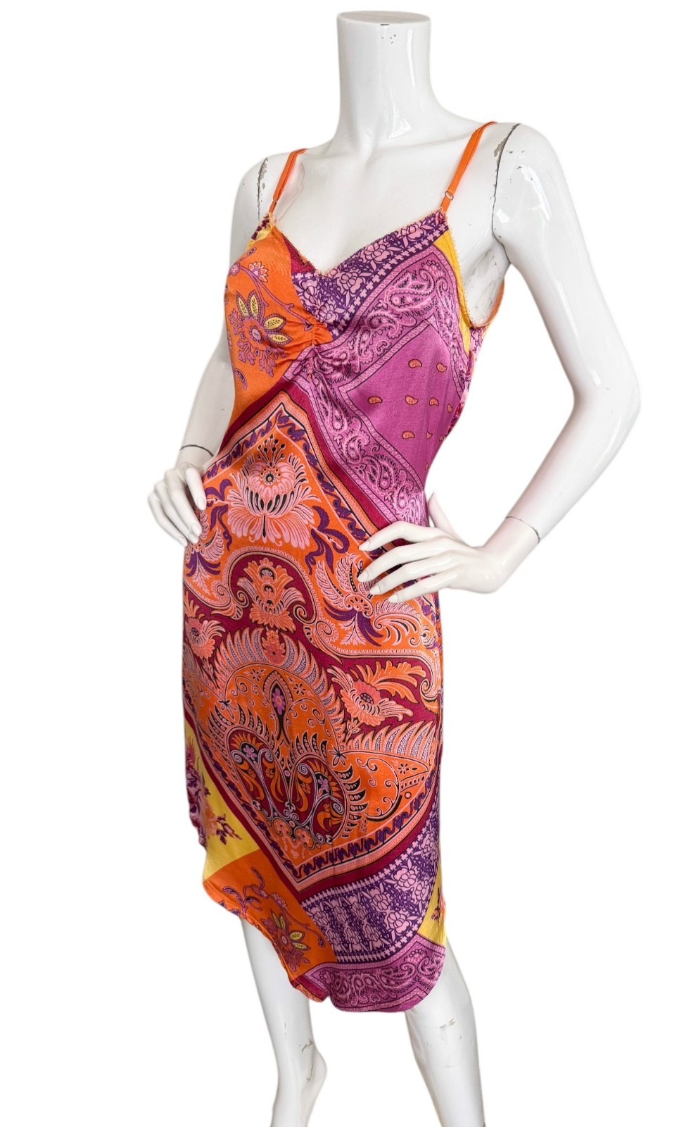 Morgan De Toi Y2K Vtg Scarf Handkerchief Satin Asymmetric Dress Size 3 Small