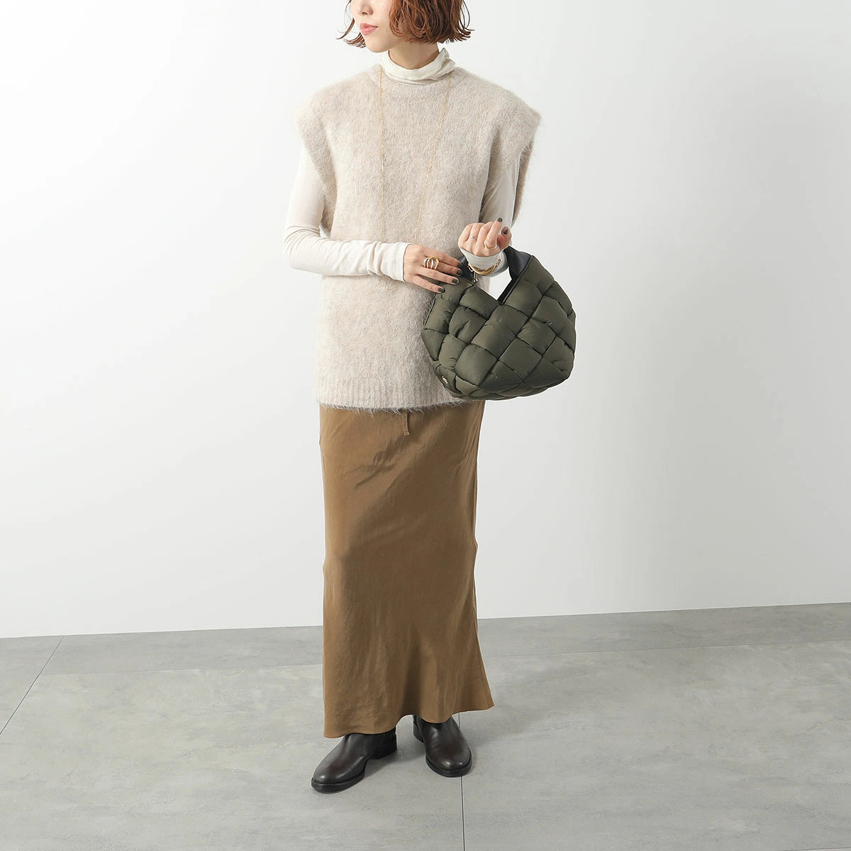 VIOLAd’ORO ELMO Women’s Handbag Nylon Mesh Leather Black or Khaki or Dark Brown