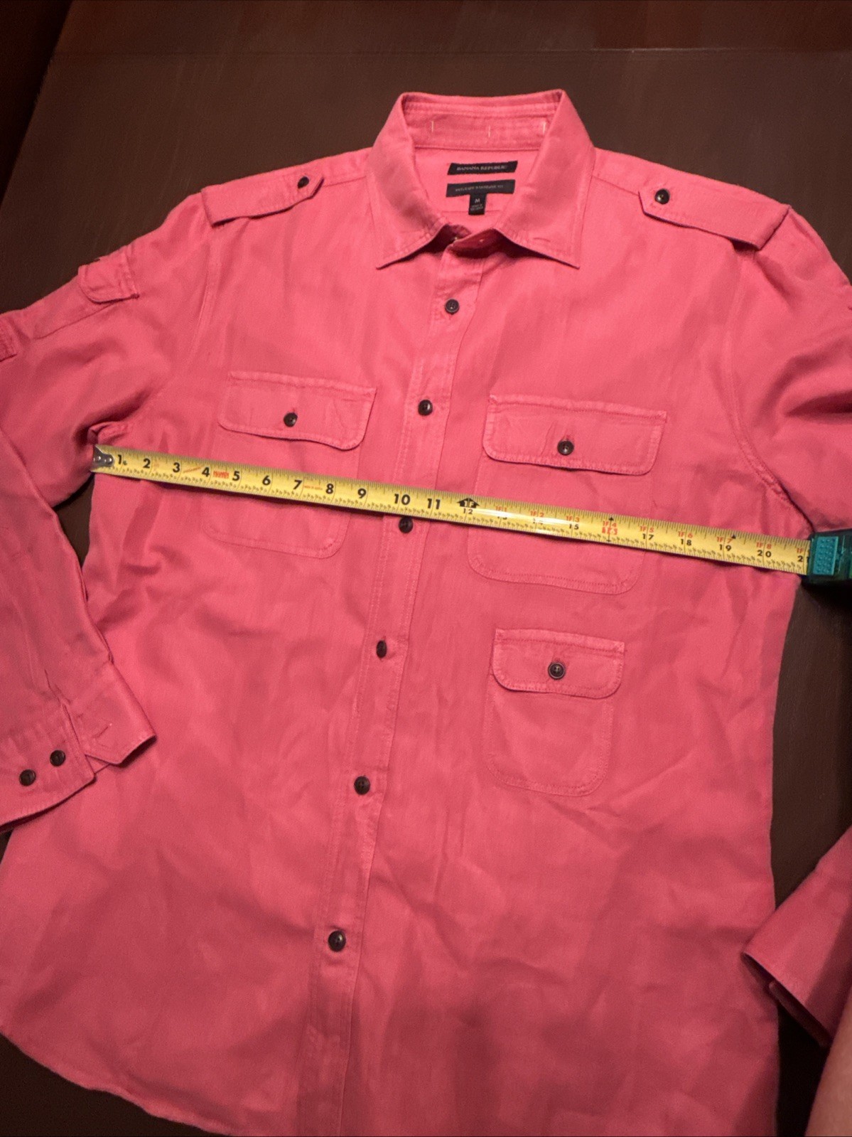 Banana Republic Utility Shirt Mens Medium Reissue Bombay Soft-Wash Salmon