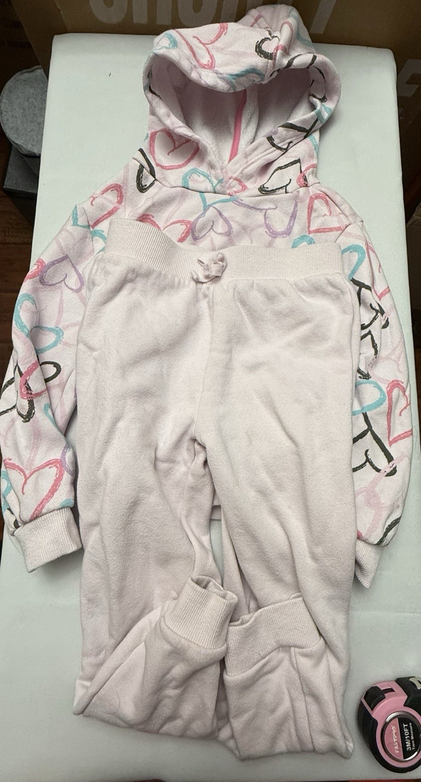 Kids Headquarters Girls 5 2-Piece Heart Fleece Hoodie & Pants Set Pullover