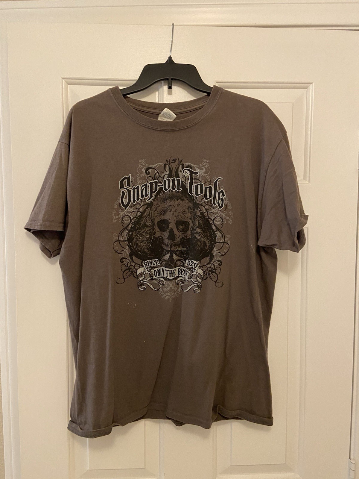 Snap-on Tools Men’s L Gray Cotton Skull Graphic Logo Crew Neck T-Shirt