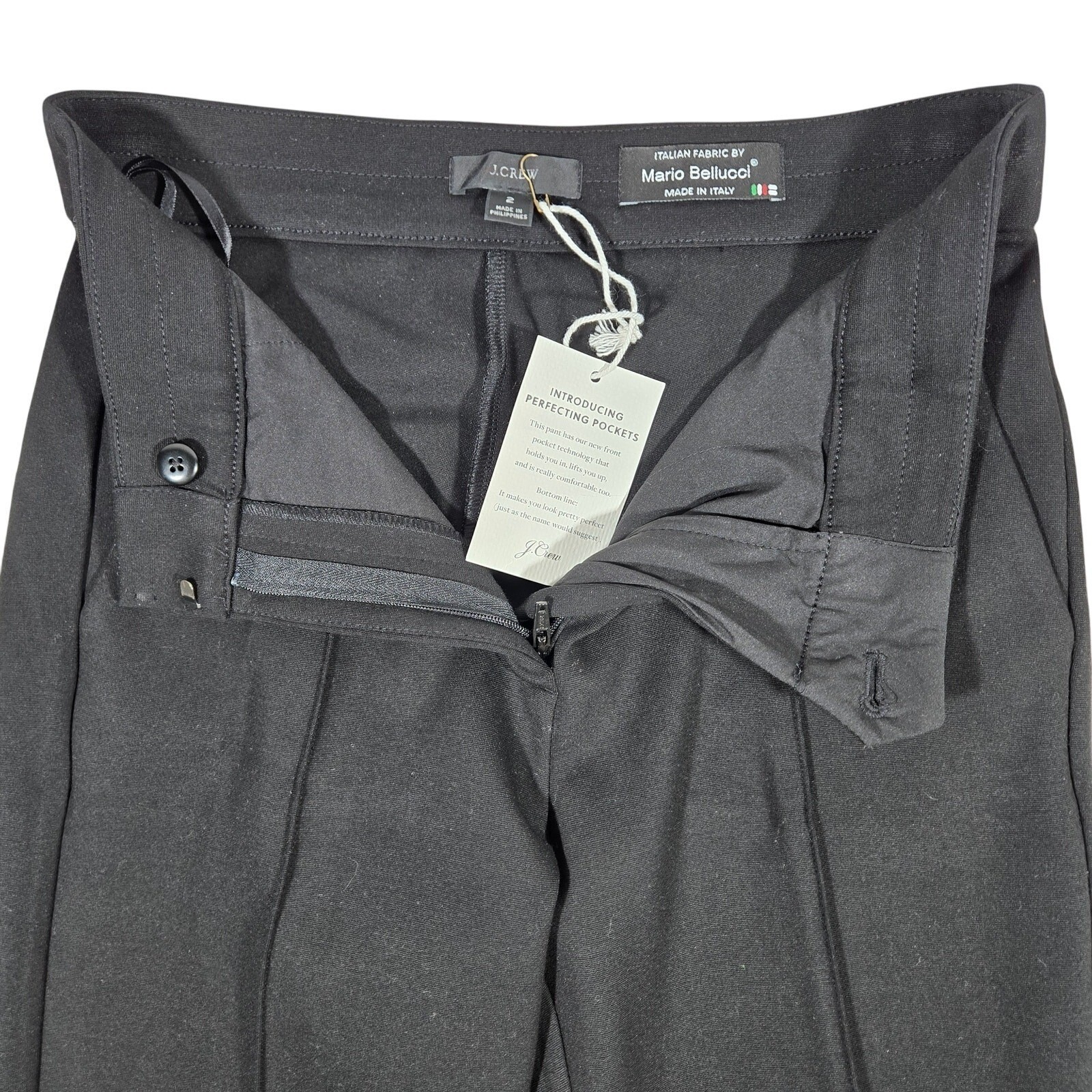 J. Crew Skinny Trouser Italian Ponte Black Pants Size 2 NWT BD303 Mario Bellucci