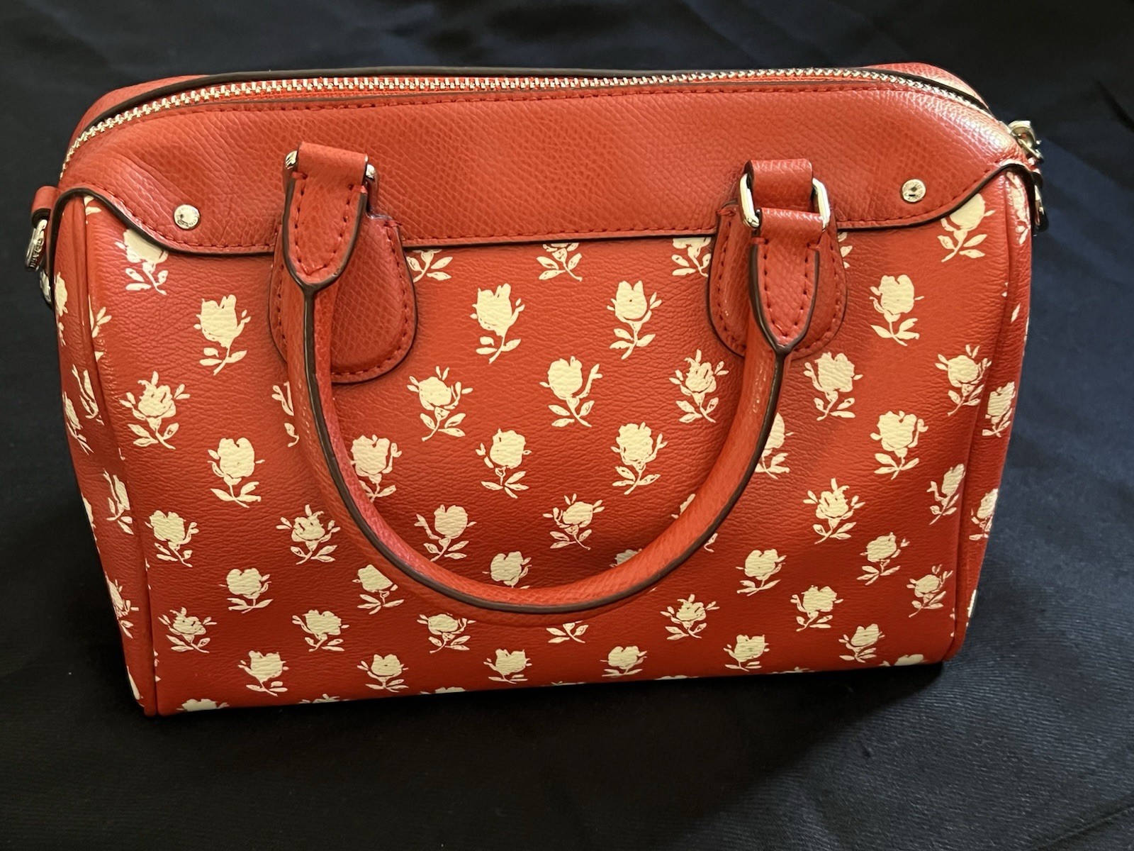 Coach Mini BENNETT Satchel In Floral Print Coated Canvas RED Crossbody