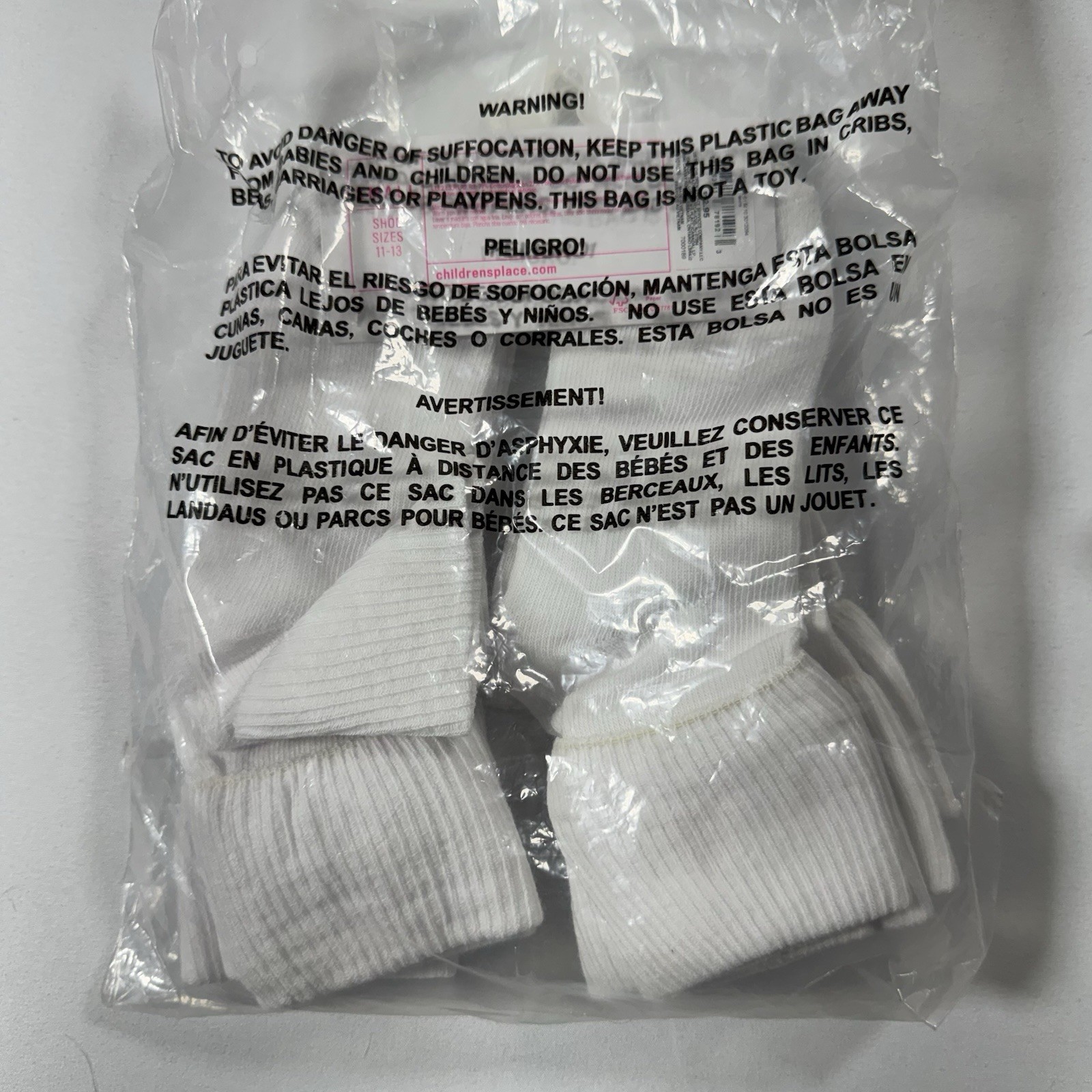 Childrens Place Girls Turn Cuff Socks 6 Pack White Size S 11-13 New NWT