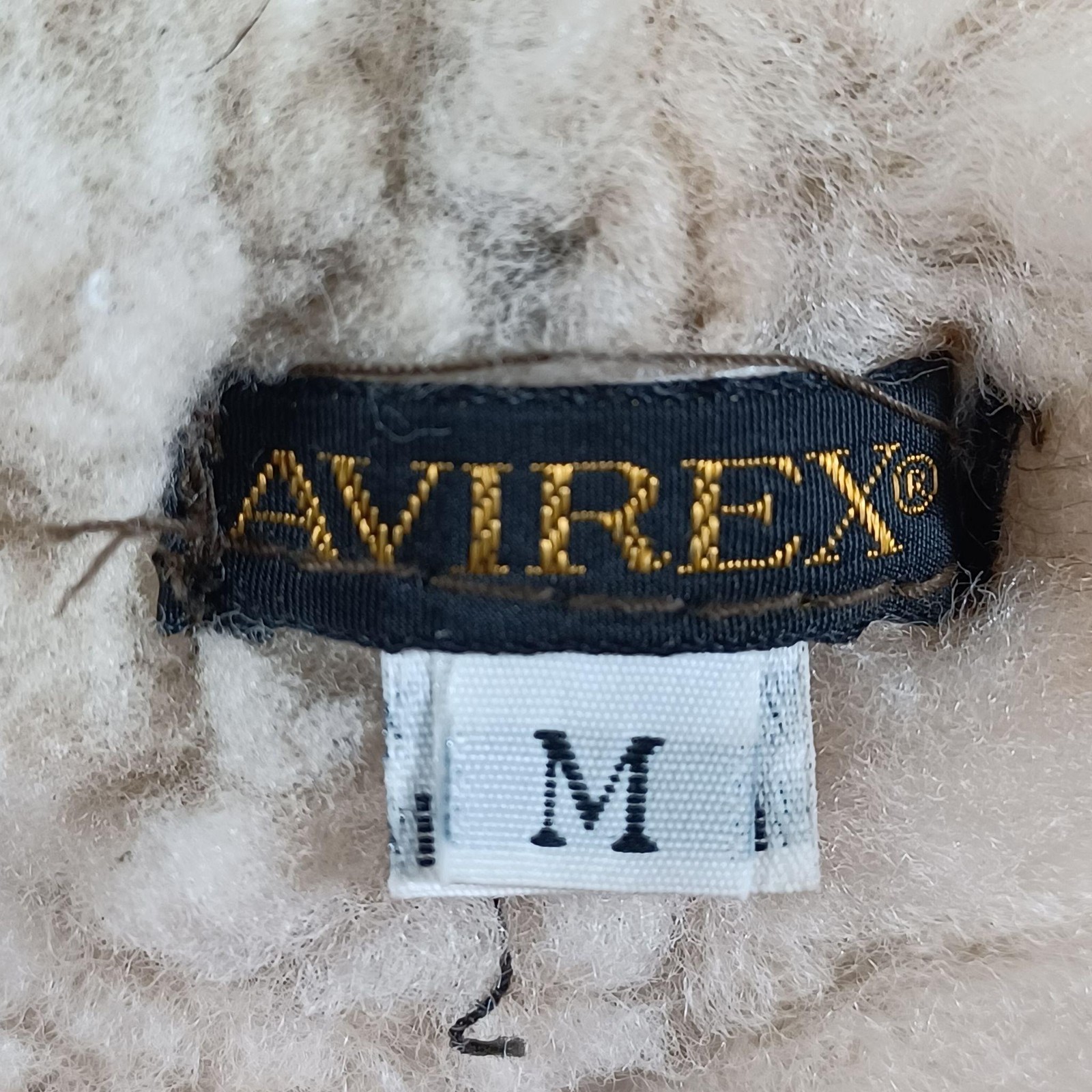 Vtg Avirex Bomber Hat Cap Mens M Brown Leather Shearling Lined Ear Flap Made USA
