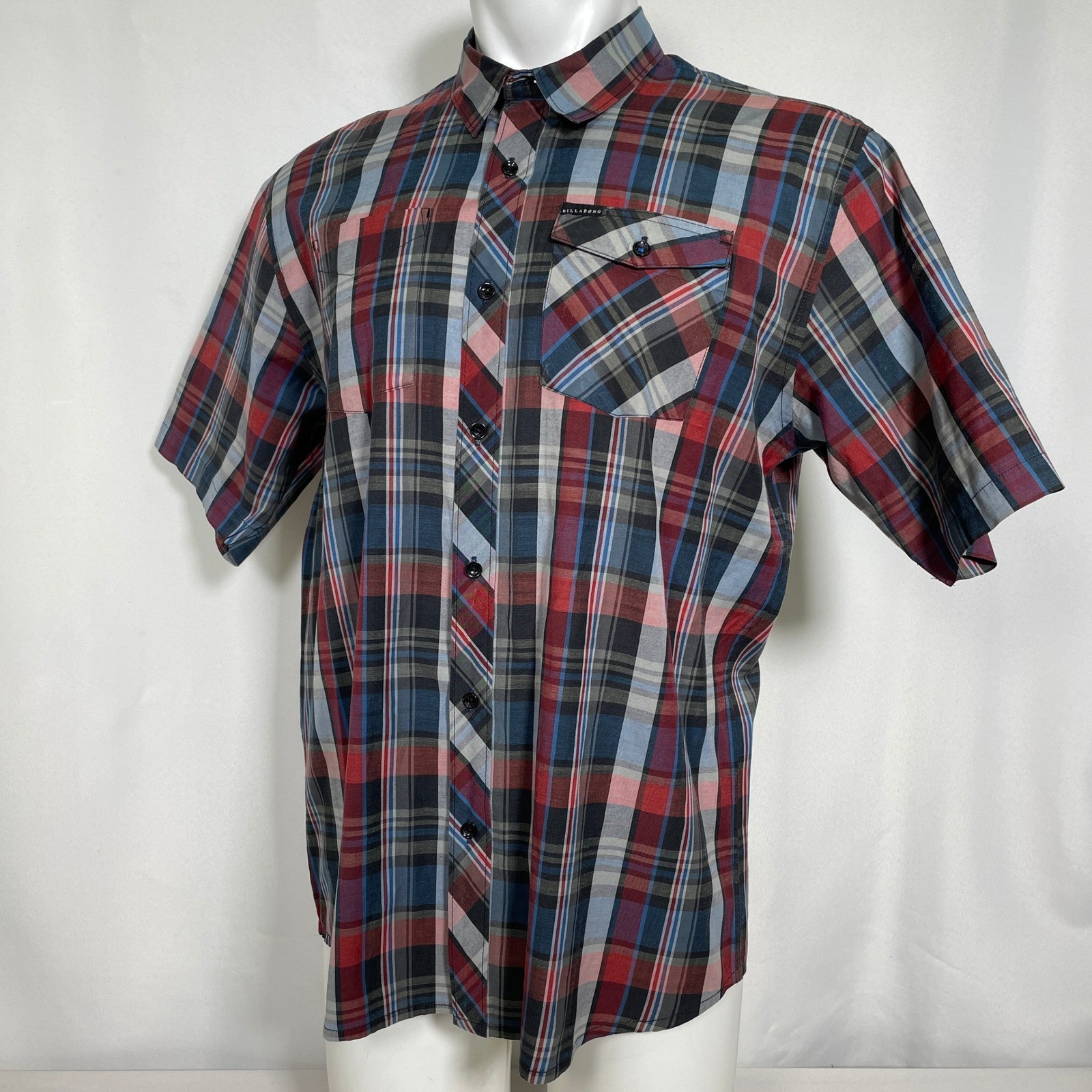 Billabong Reguar Fit Multicolor Plaid Long Sleeve Button Down Shirt Men’s LARGE