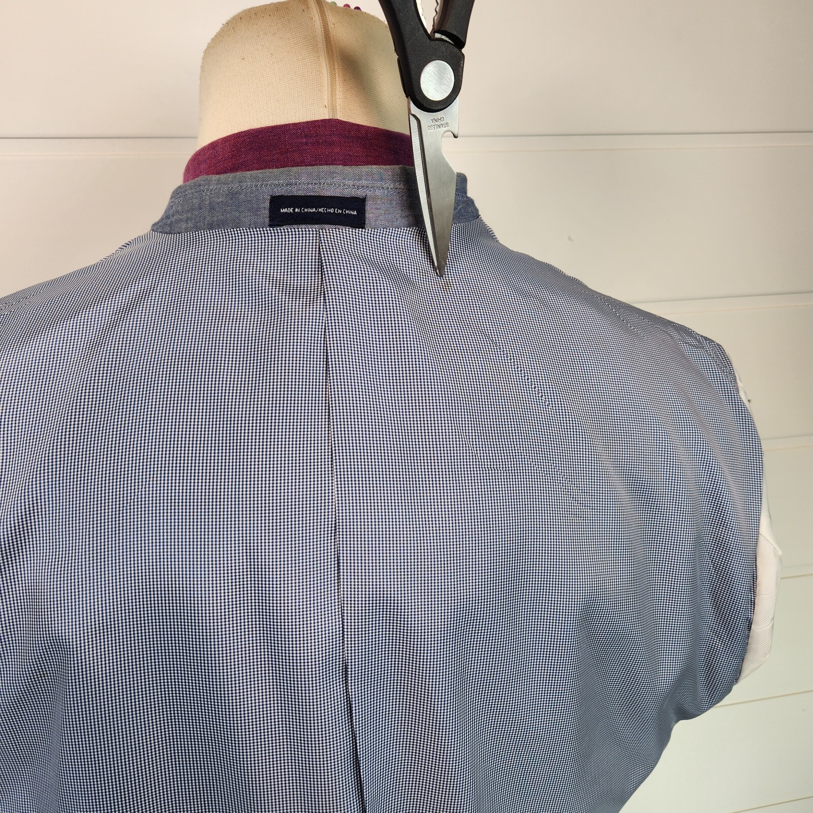 Stafford Mens Two Button Classic Fit Blazer Jacket Blue Cotton Birdseye Size 46R