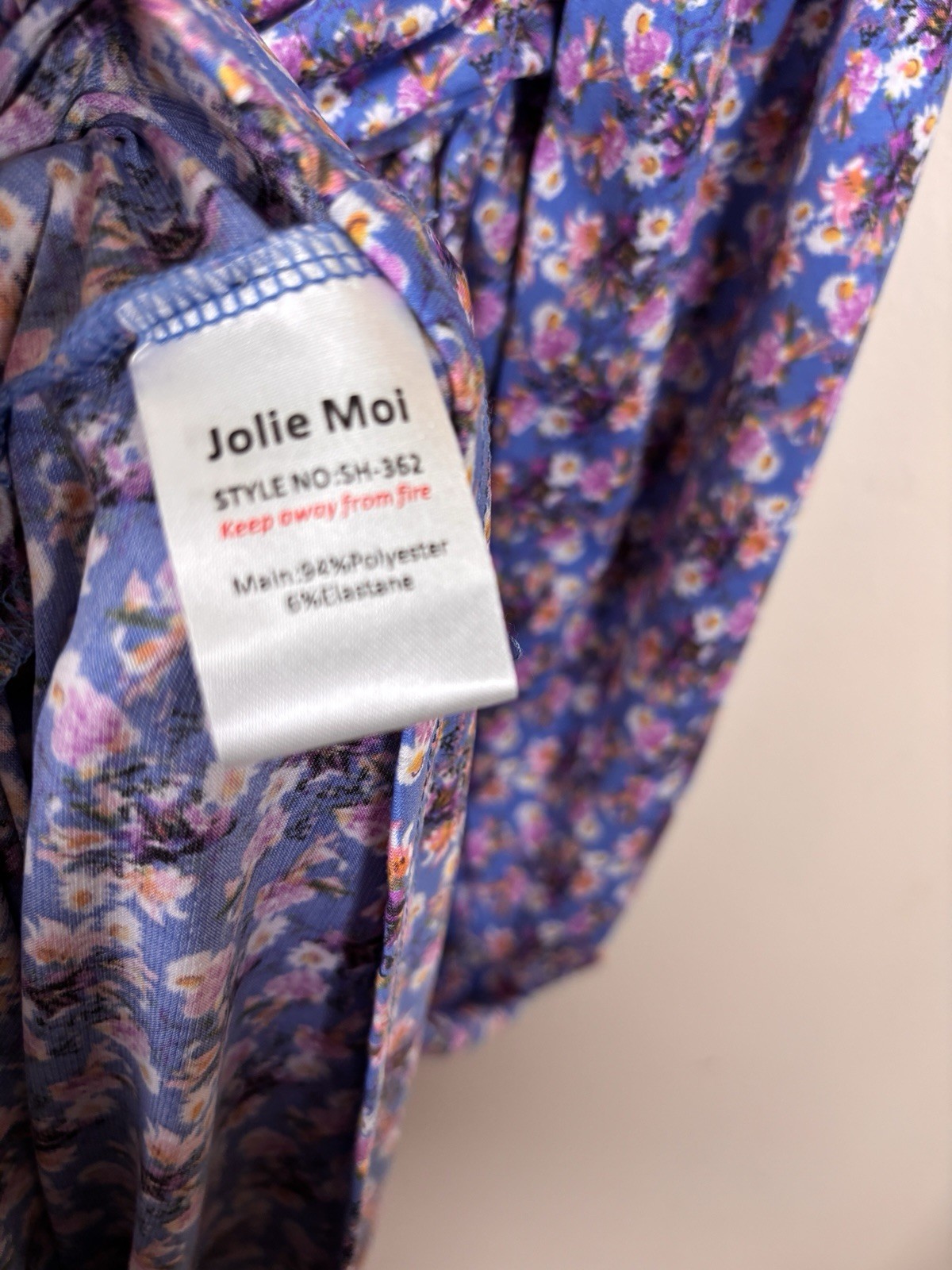 Jolie Moi UK 12 Tea Dress Stretchy Long Sleeved Blue Purple Floral Faux Wrap