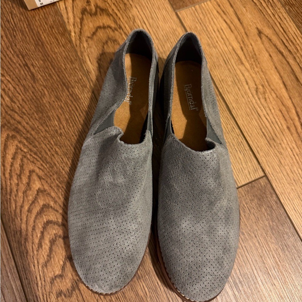 Bjorndal Charcoal grey Perforated Suede leather upper Slip-On Loafer