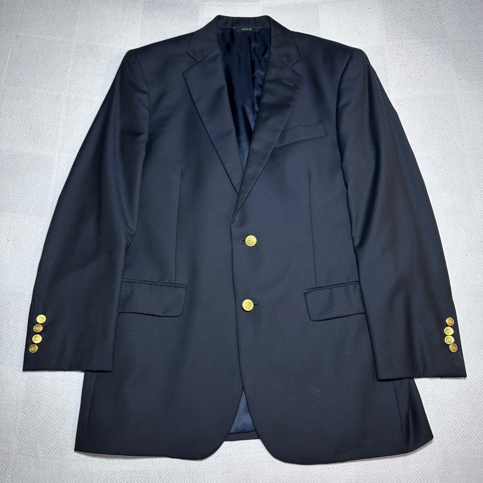 Brooks Brothers Country Club Blazer 40R Madison Saxxon Wool Gold Button Navy