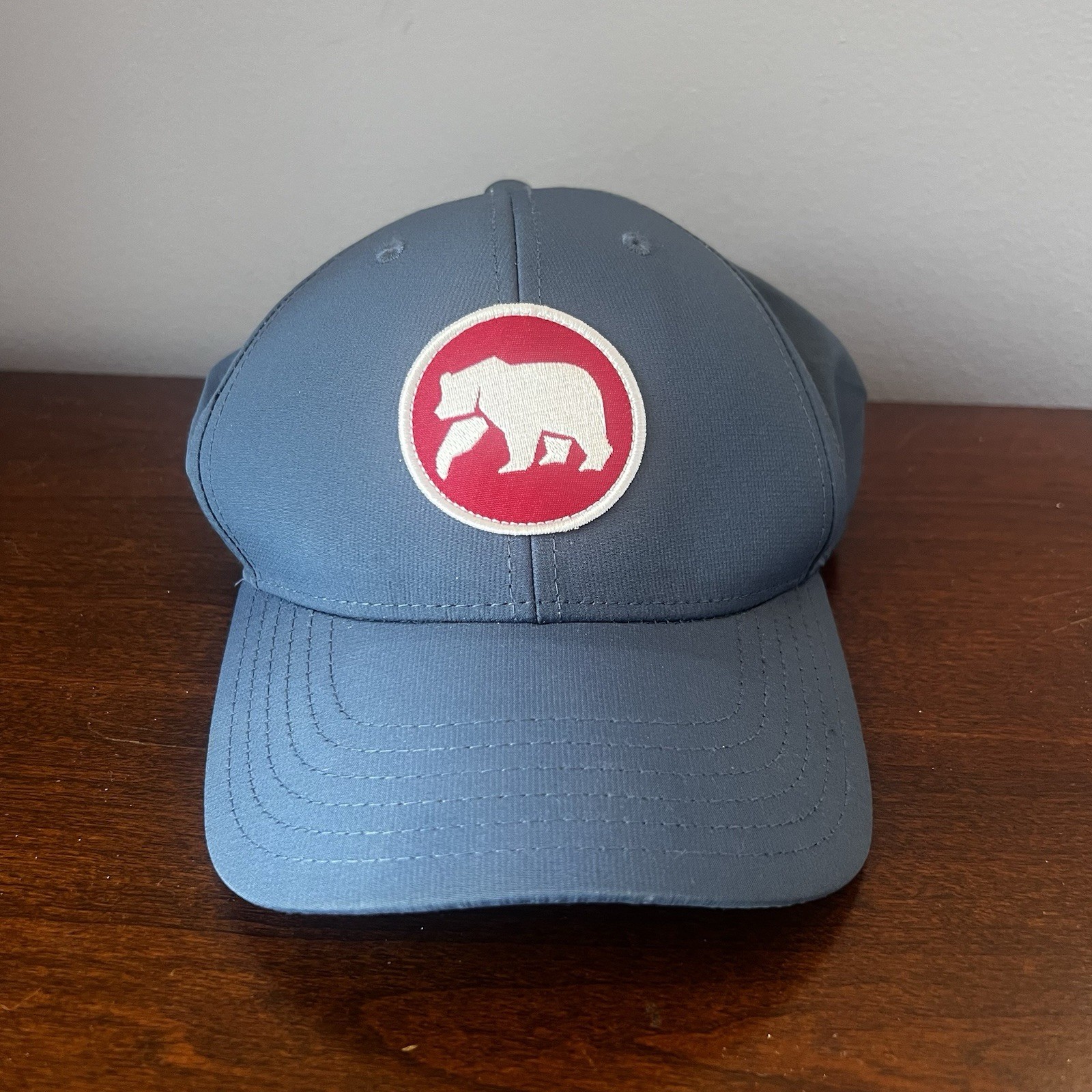 The Normal Brand Strap Hook And Loop Back Hat Cap OSFA Navy Red Bear Logo EUC