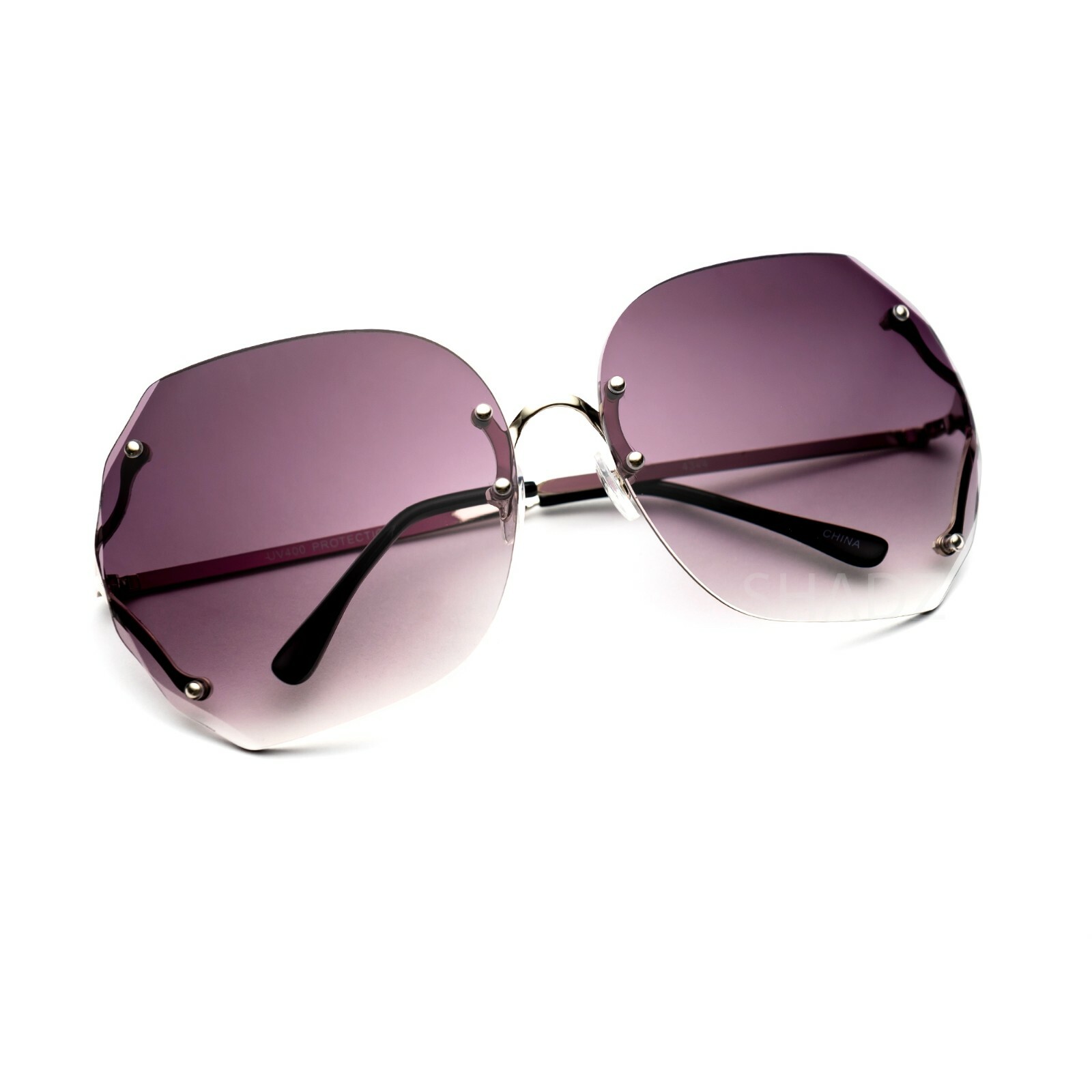 XXl HUGE BIG OVERSIZED “Rimless” Bolted Round Women Gradient Sunglasses SHADZ