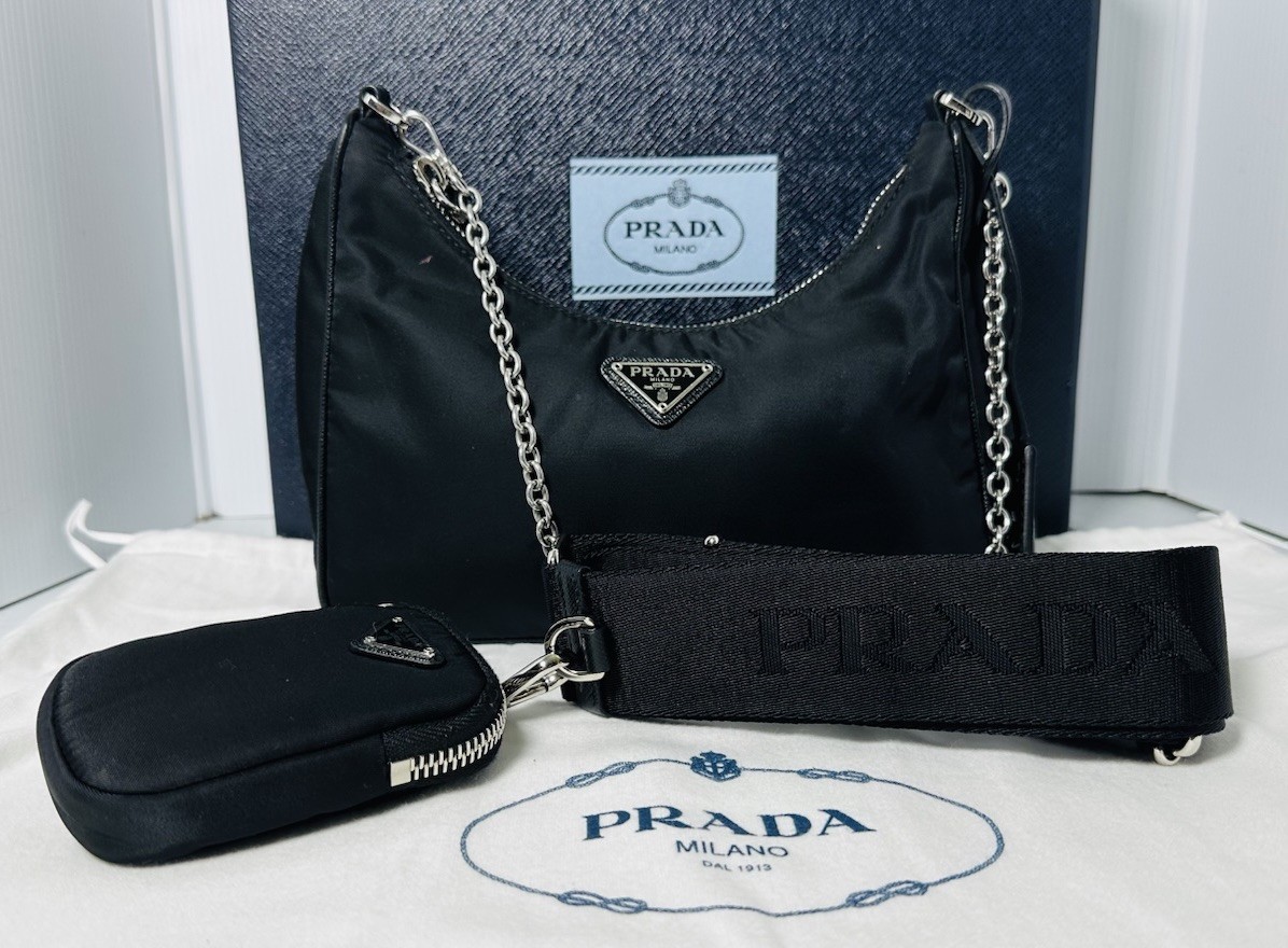Authentic PRADA RE-Edition 2005 Shoulder Bag Black Nylon