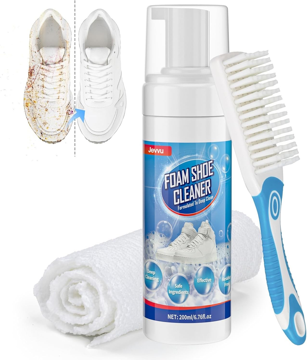Sneaker Cleaner Foam 6.76 fl oz Shoe Cleaning Kit for White Shoes Stain Remover