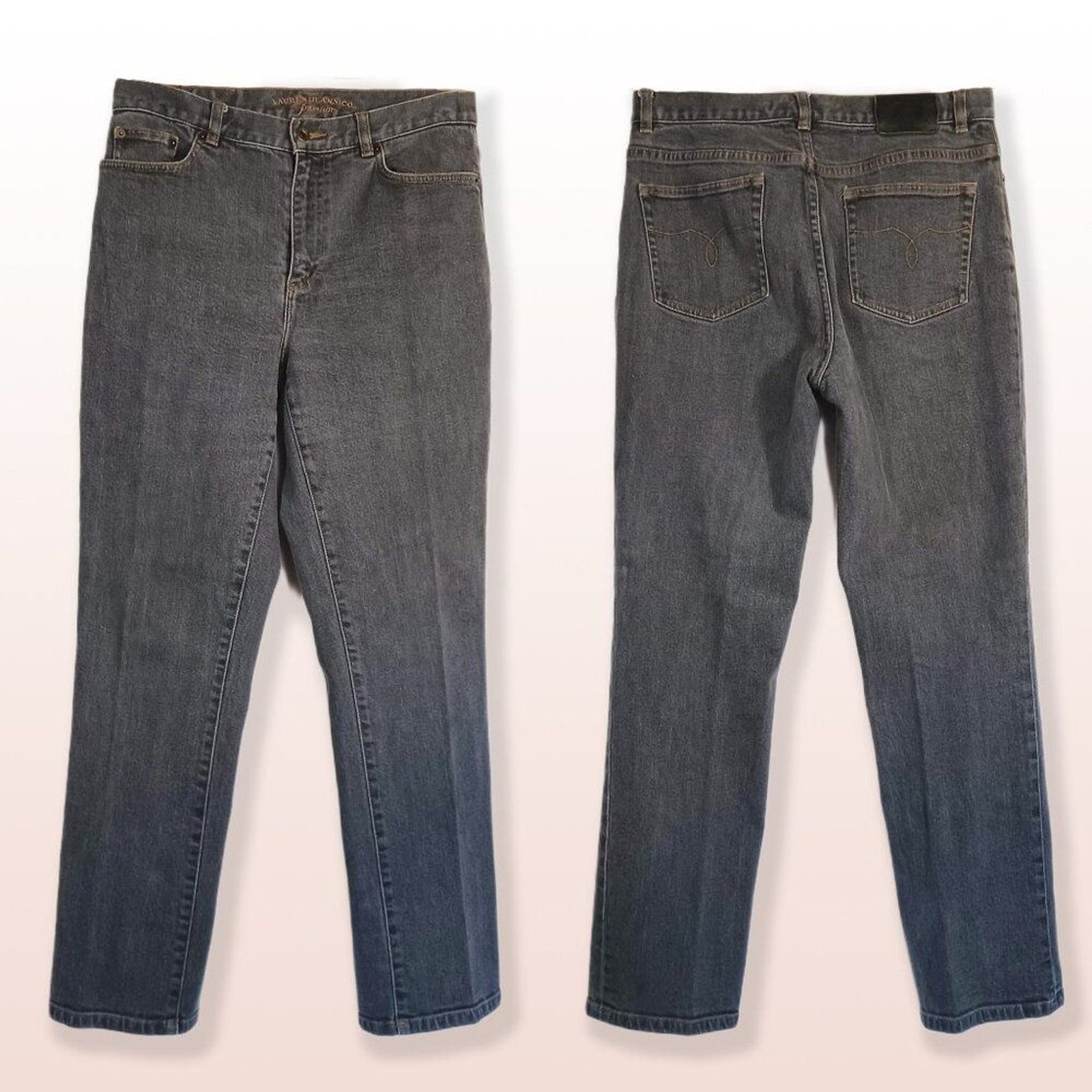 Lauren Jeans Co. Grey Classic Straight Leg High Waist Jeans Size 10 Vintage