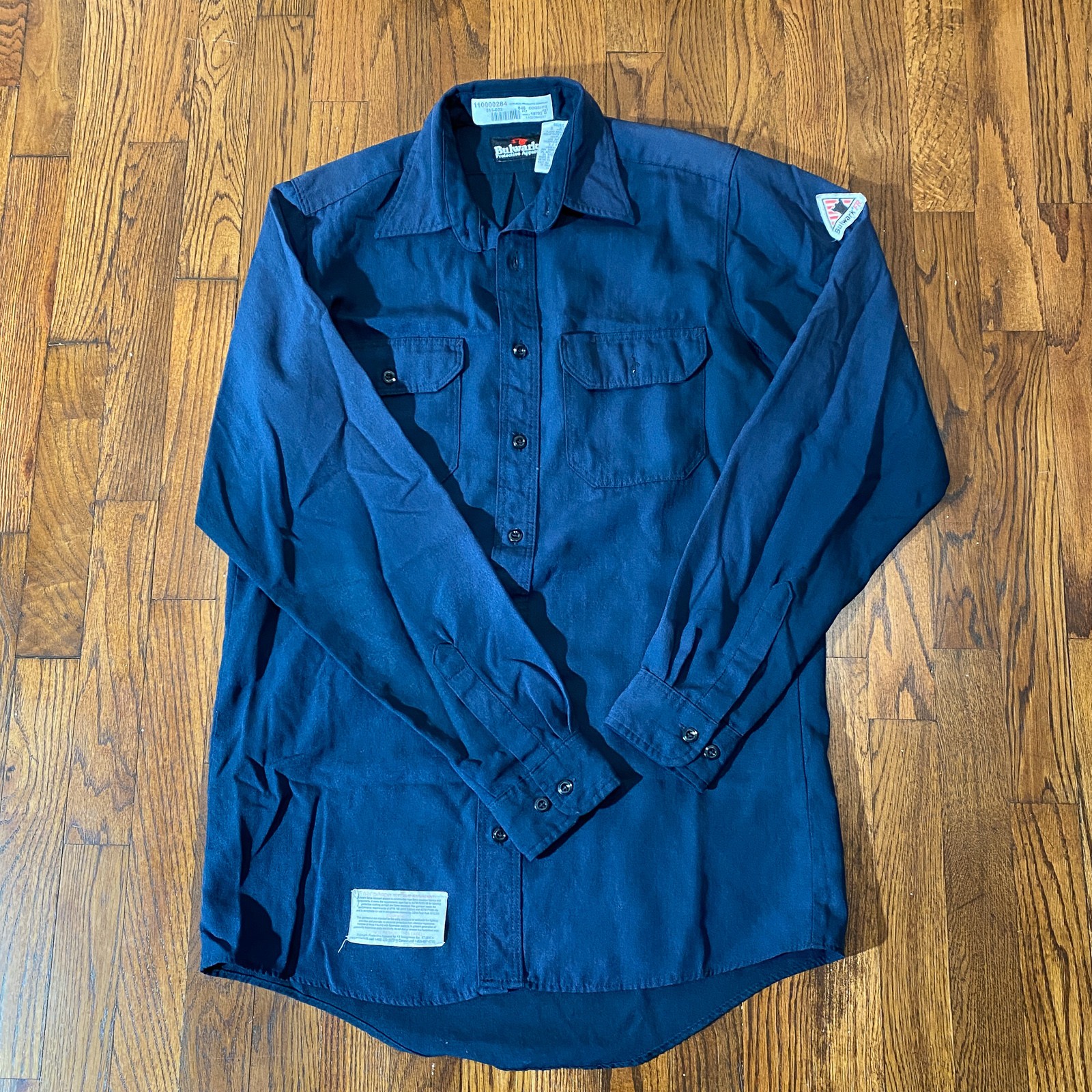 BULWARK FR NOMEX IIIA CHEVRON UNIFORM SHIRT NAVY BLUE MEN’S M