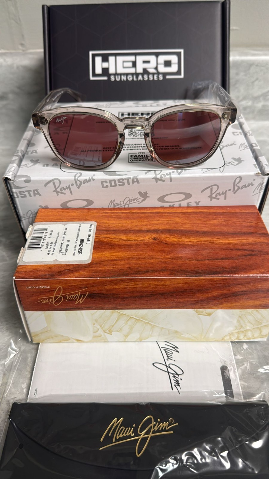 MAUI JIM | NEW | CHEETAH 5 | R842 – 05B | CRYSTAL | A HINT OF PINK | MAUI ROSE