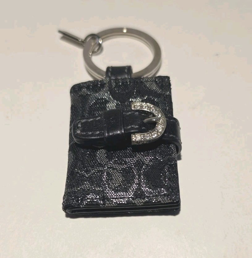Coach Mini Picture Frame Keychain Bag Charm RARE VINTAGE Black On Black Silver